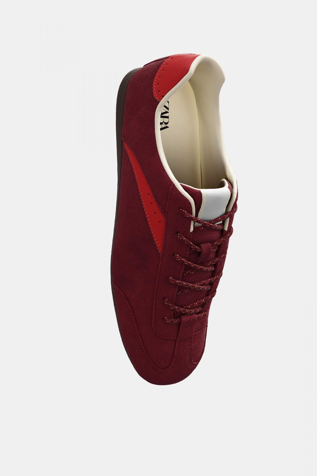 자라 레트로 가죽 스웨이드 테크니컬 스니커즈 2253/620 BURGUNDY RED - 상세 이미지 2