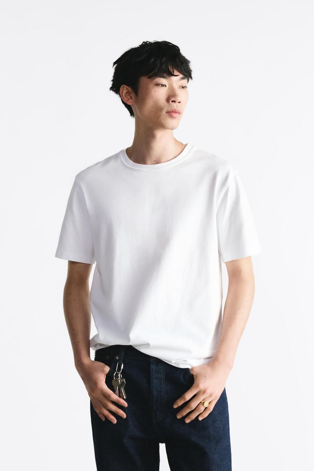 자라 헤비웨이트 반팔 티셔츠 0761/323 WHITE - 상세 이미지 3