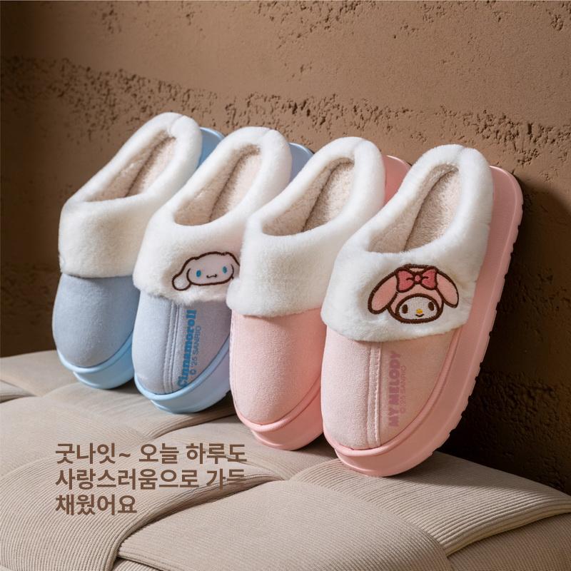 산리오 코튼 슬리퍼 여성 플러시 따뜻한 모피 실내 미끄럼 방지 홈 슈즈 - 상세 이미지 2