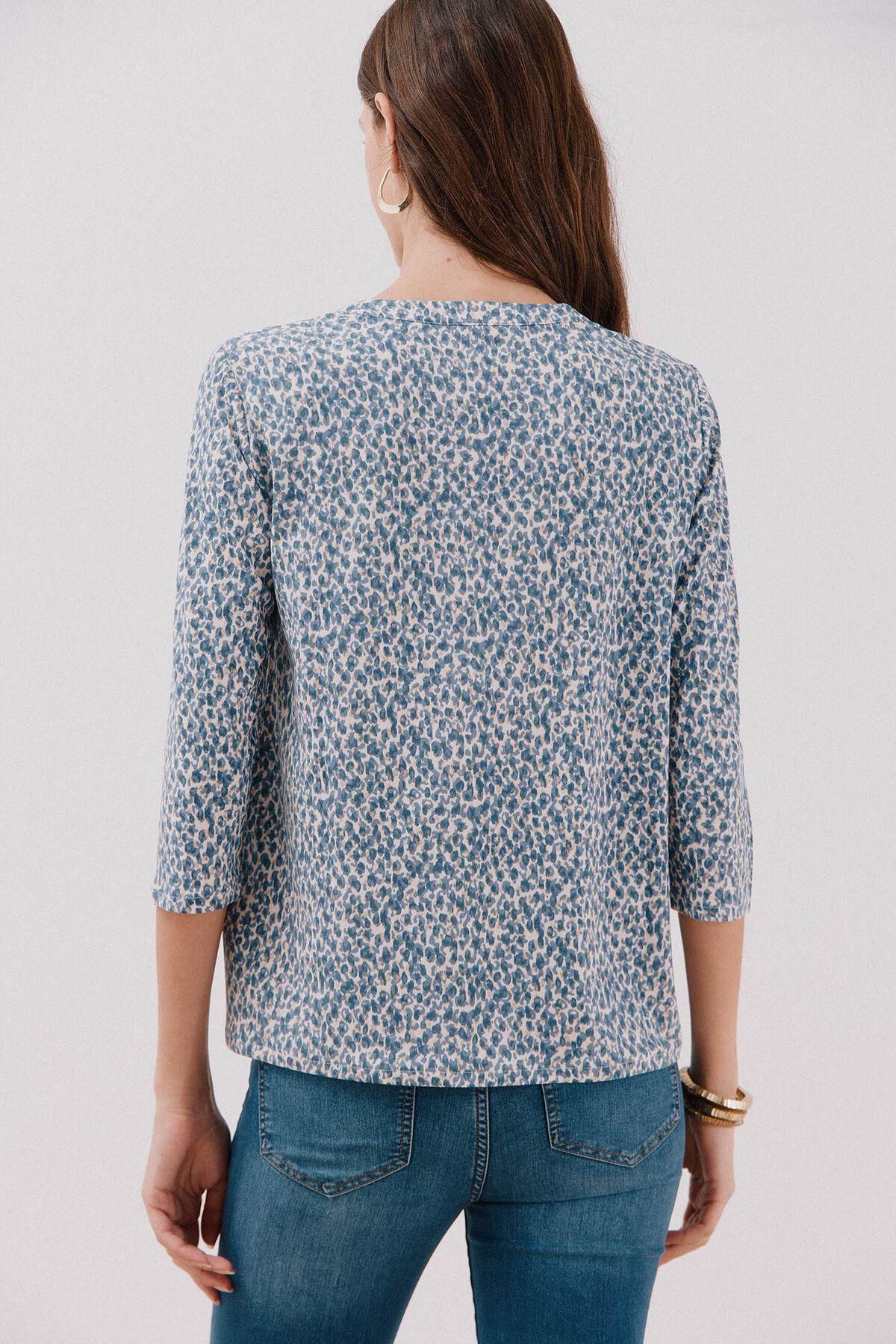 꼬르떼피엘 레오파드 프린트 브이넥 마오 블라우스 6322479 ESTAMPADO AZUL - 상세 이미지 5