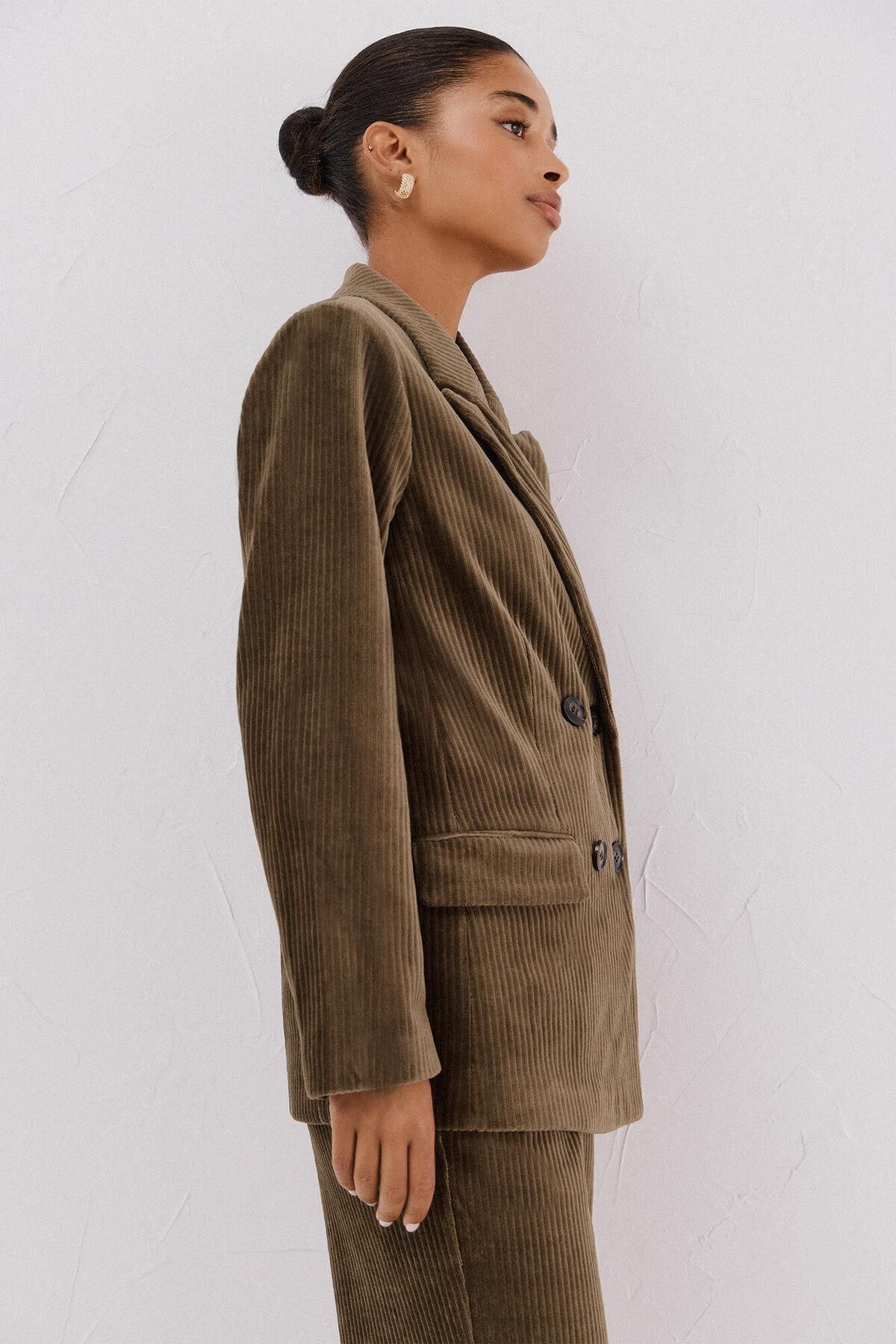 꼬르떼피엘 코듀로이 더블버튼 테일러드 재킷 5322448 VERDE - 상세 이미지 5