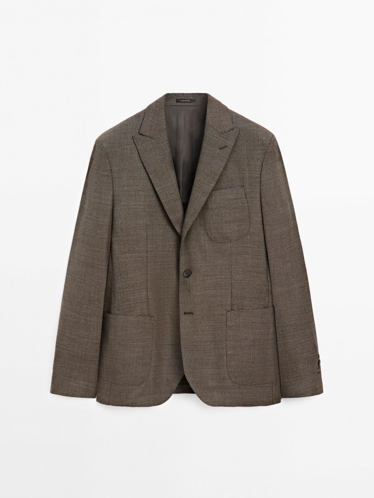 마시모두띠 클래식 100 울 테크니컬 텍스처 블레이저 2052/652 SAND BROWN - 상품 이미지