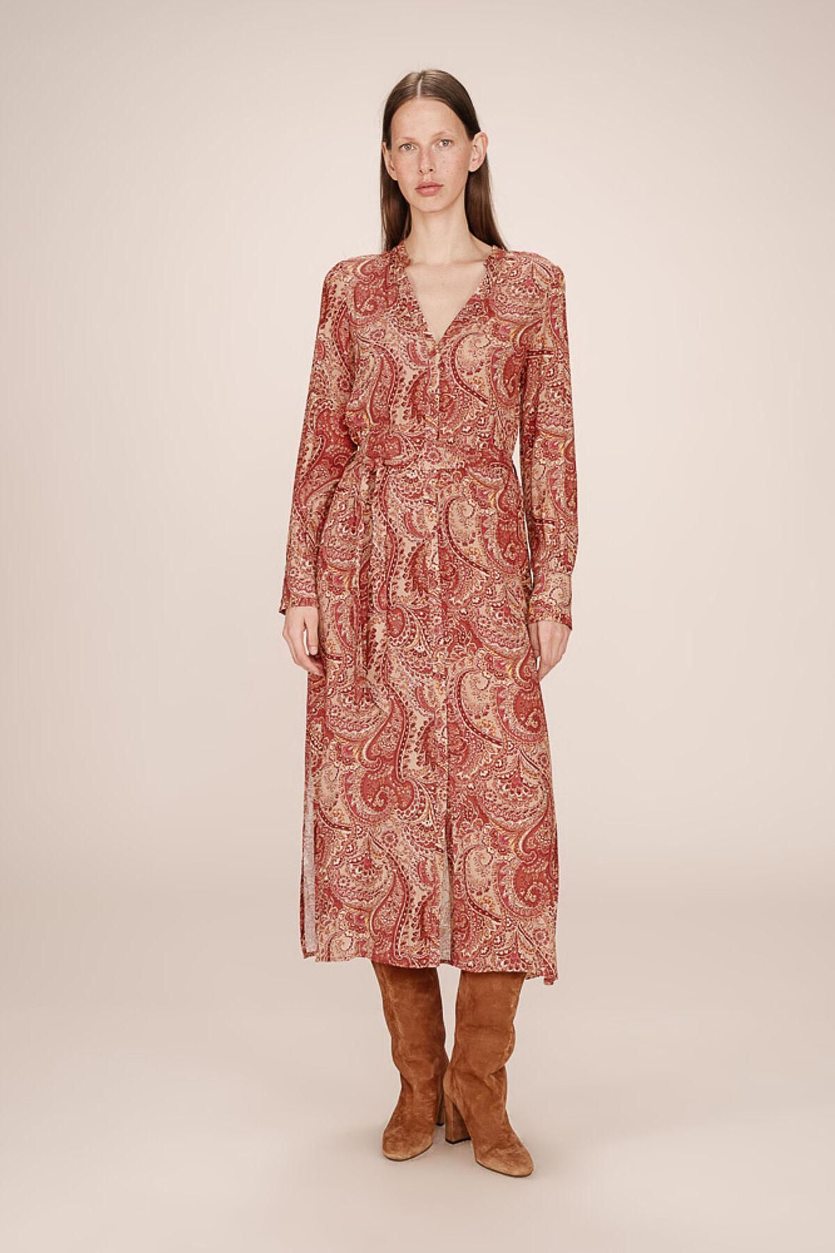 그레이스앤밀라 보헤미안 페이즐리 패턴 롱 원피스 6442268 CORAL - 상세 이미지 2