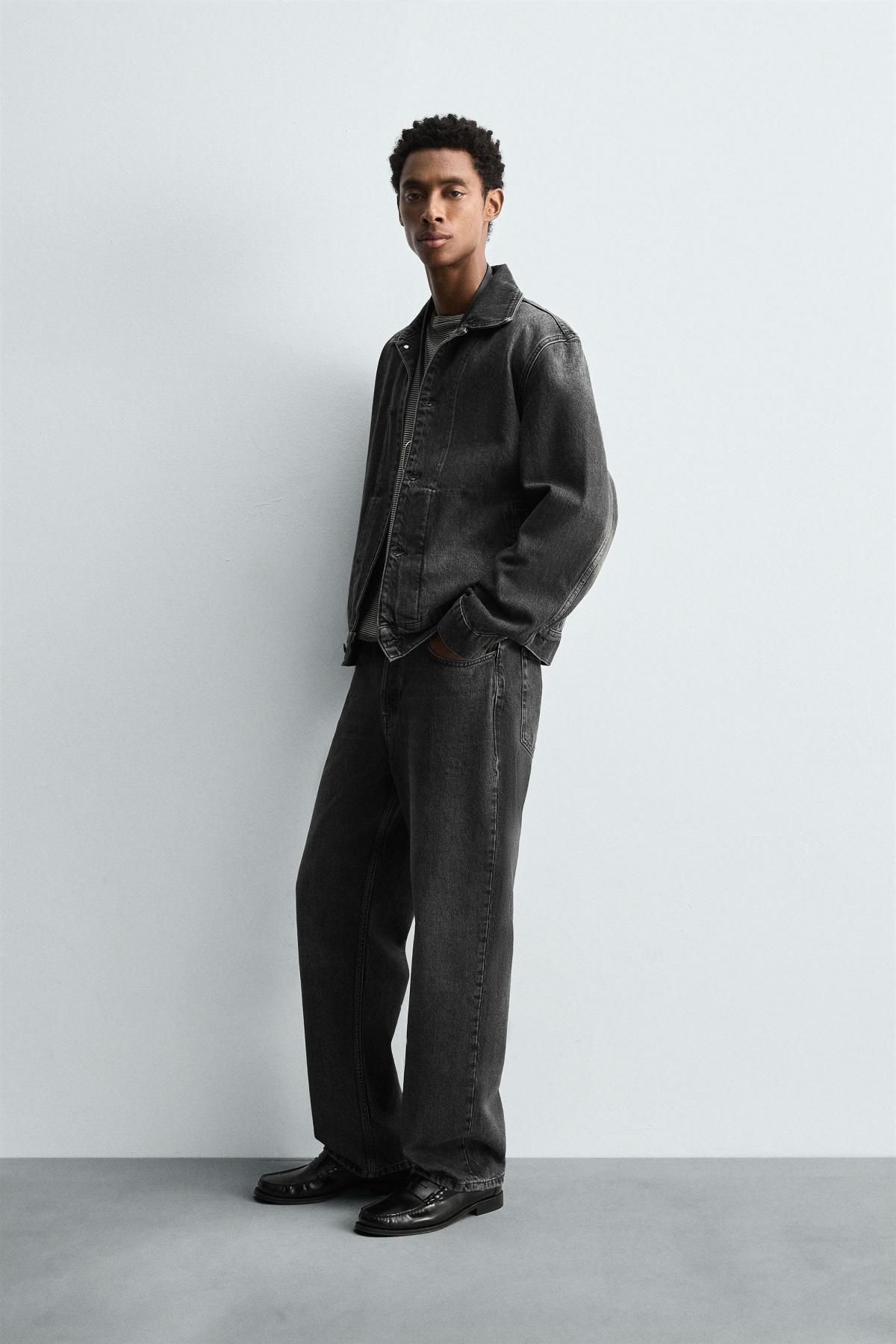자라 테크니컬 스트레이트핏 블랙 데님 팬츠 3991/386 CHARCOAL - 상세 이미지 4