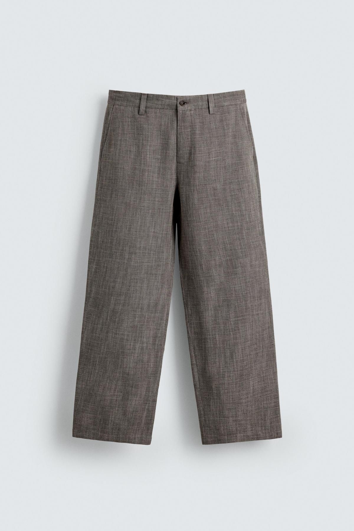 자라 테크니컬 슬림핏 텍스처 수트 팬츠 5905/484 LIGHT BROWN 이미지 6