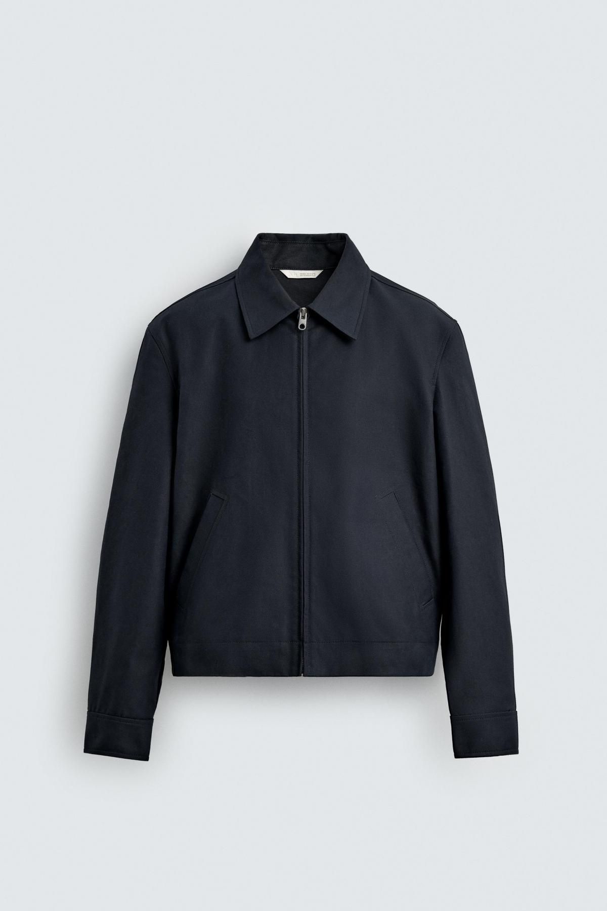 자라 미니멀 크롭핏 코튼 테일러드 재킷 3046/370 NAVY BLUE - 상품 이미지