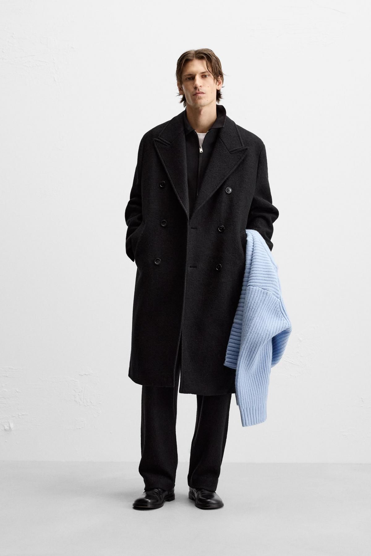자라 부클레 텍스처 울 코트 9621/160 BLACK - 상세 이미지 2