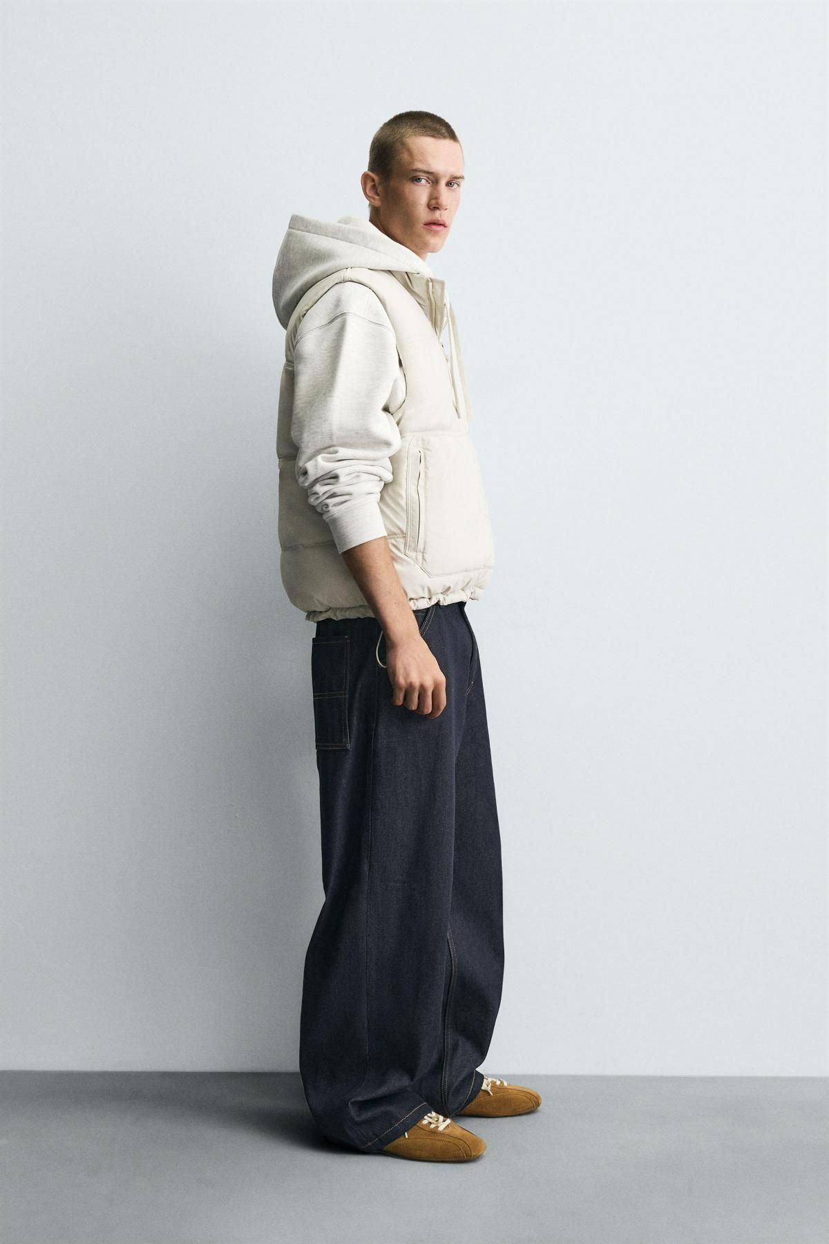 자라 테크니컬 러버라이즈 패딩 베스트 3918/390 OYSTER-WHITE - 상세 이미지 5