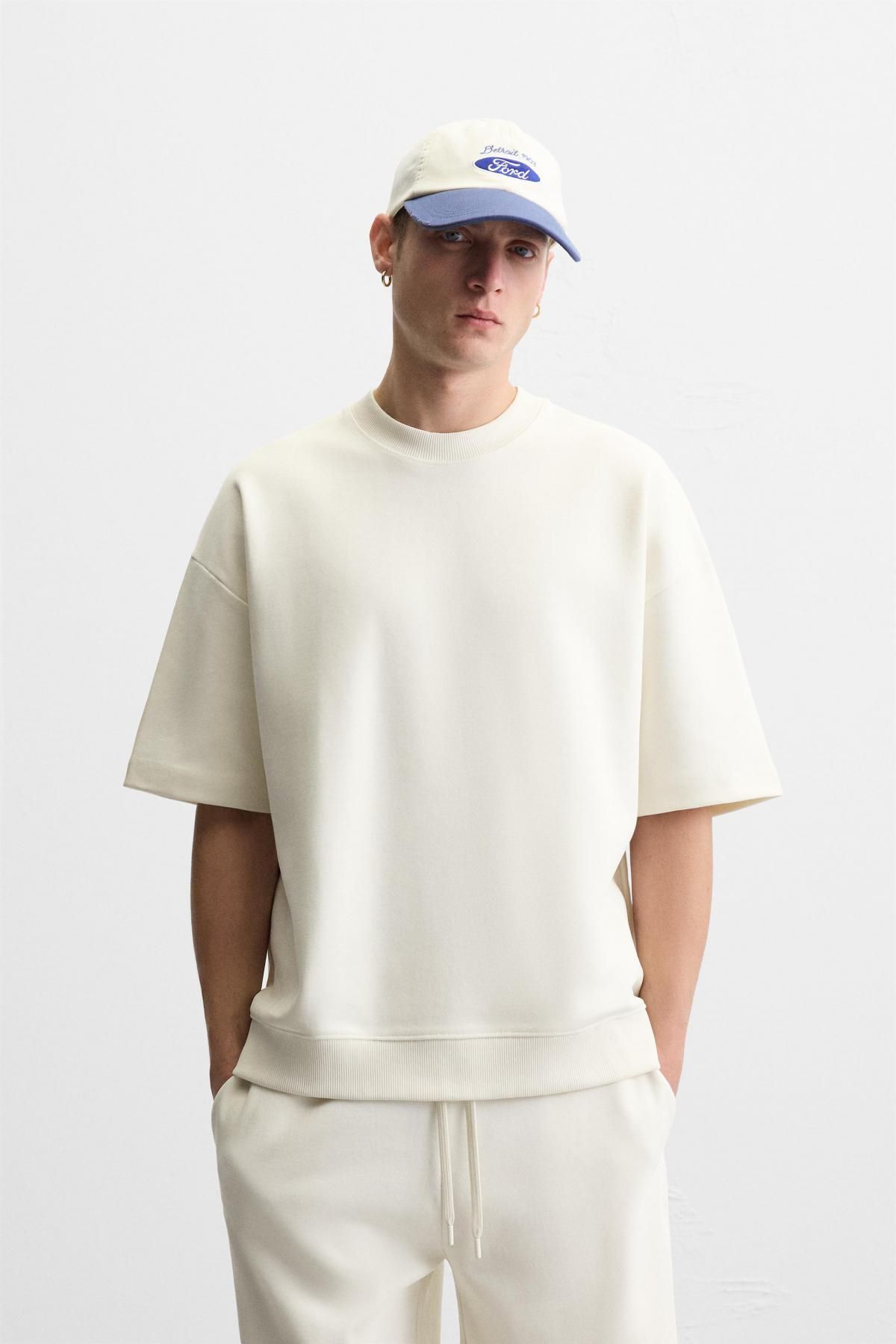 자라 인터록 텍스처 스웨트셔츠 0761/450 OYSTER-WHITE - 상세 이미지 3