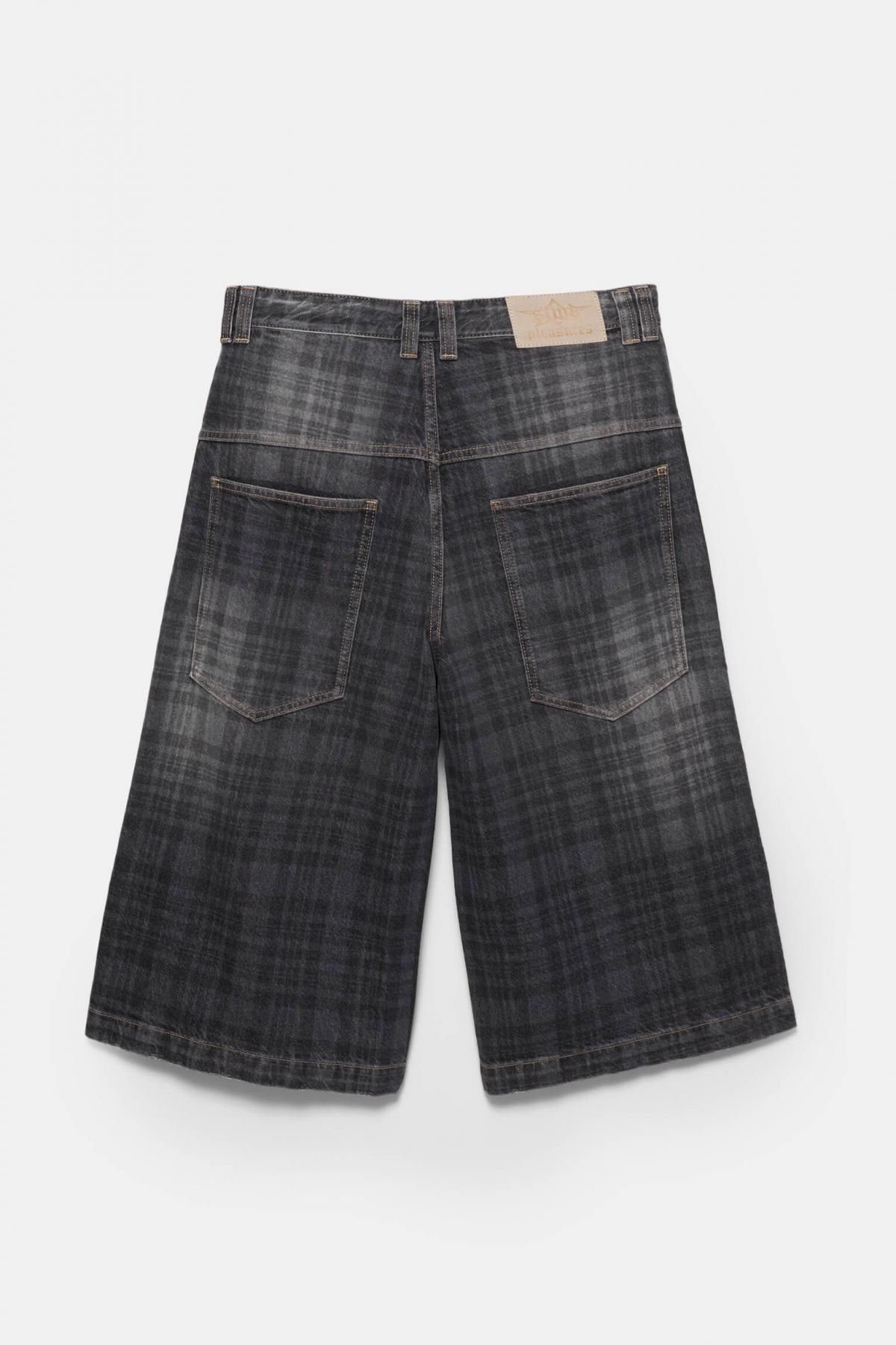 풀앤베어 체크 와이드 데님 버뮤다 팬츠 7698/315 DARK GREY - 상세 이미지 3