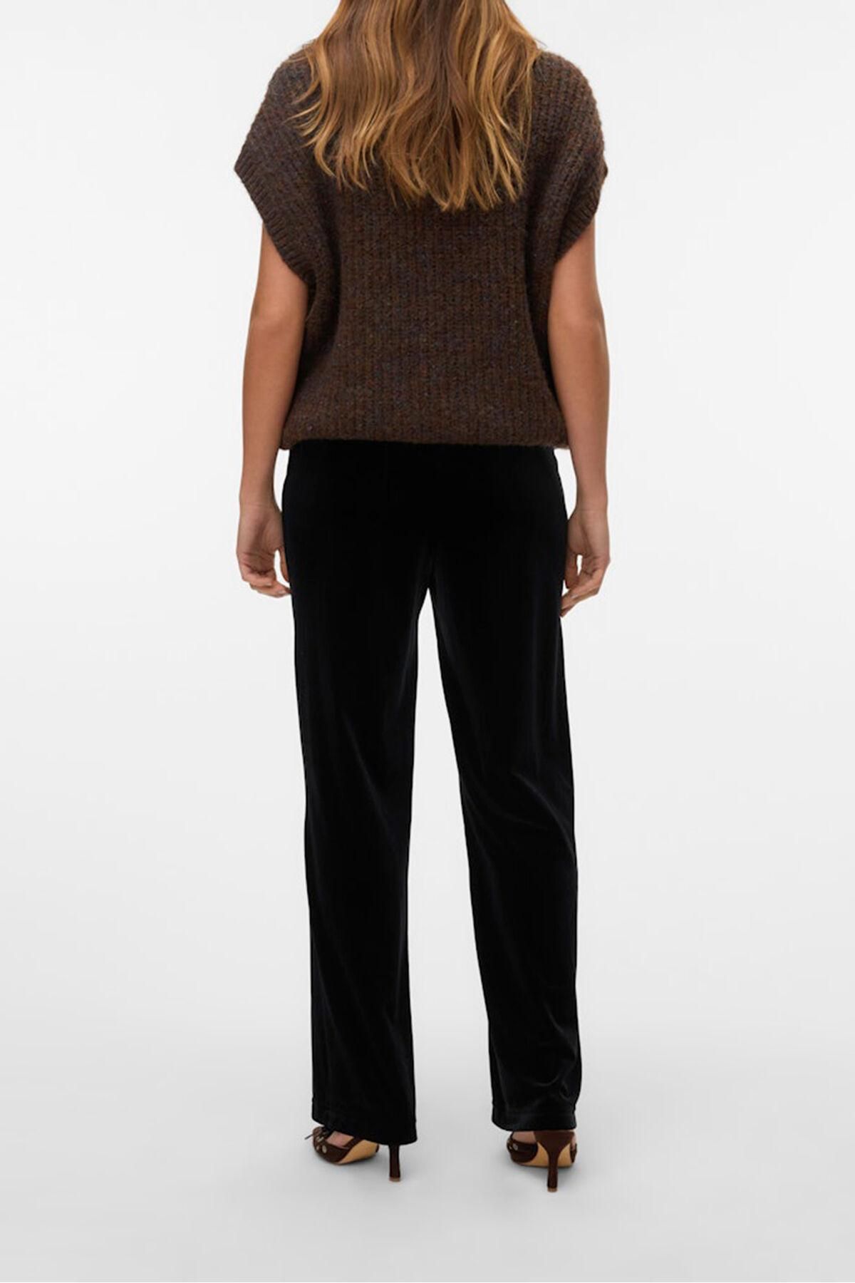 베로모다 벨벳 하이웨이스트 와이드 밴딩 팬츠 3722161 NEGRO - 상세 이미지 5