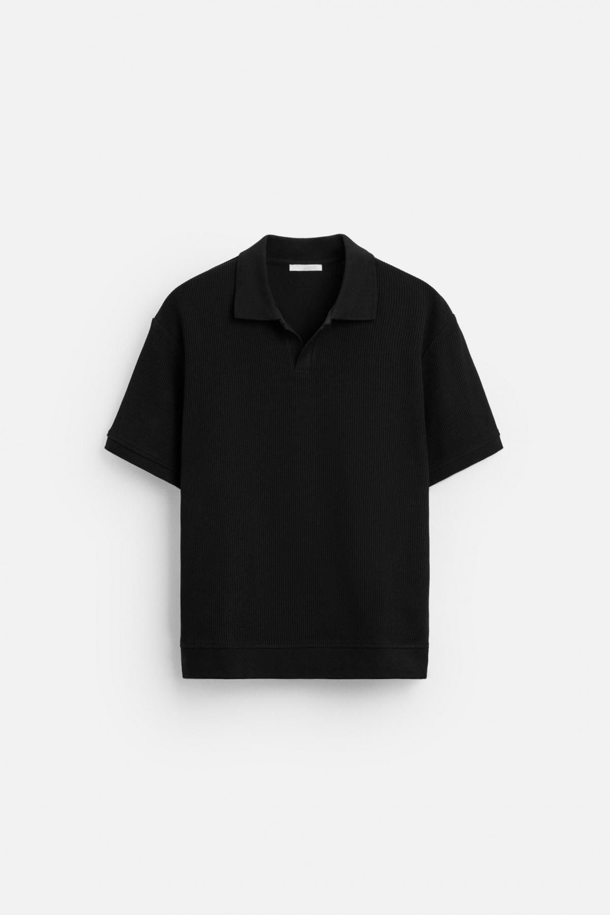 자라 세로 텍스처 폴로 셔츠 0526/460 BLACK - 상품 이미지