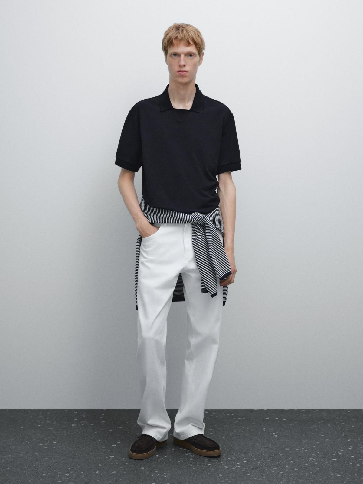 마시모두띠 미니멀 블랙 마이크로 텍스처 반팔 폴로셔츠 0605/156 NAVY BLUE - 상세 이미지 2