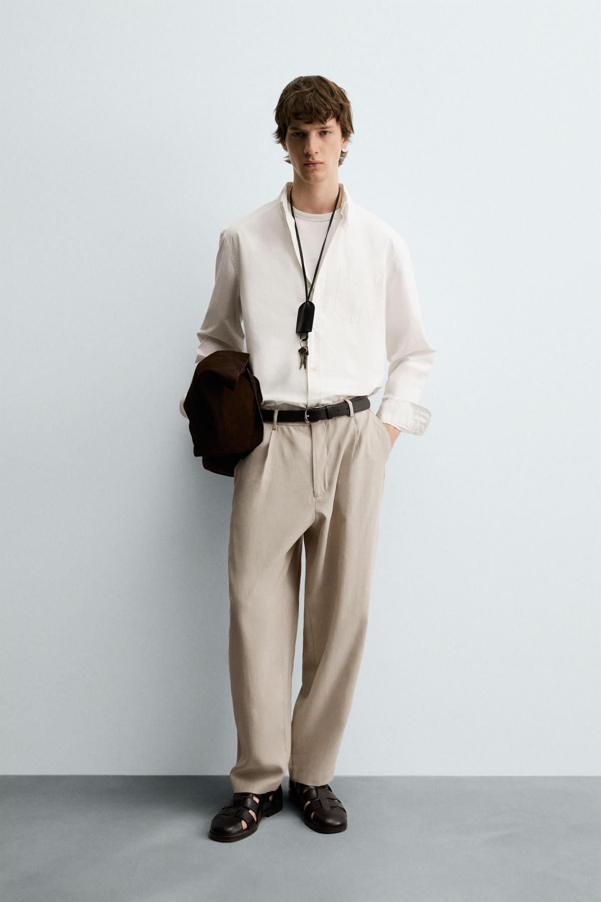 자라 와이드 릴랙스핏 플리츠 팬츠 0706/662 LIGHT BEIGE - 상세 이미지 2