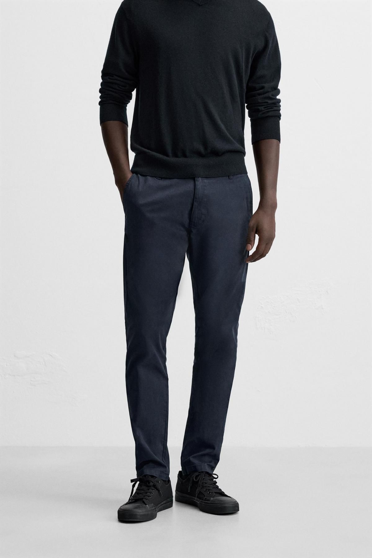 자라 슬림핏 스키니 치노 팬츠 6786/370 NAVY BLUE - 메인 이미지