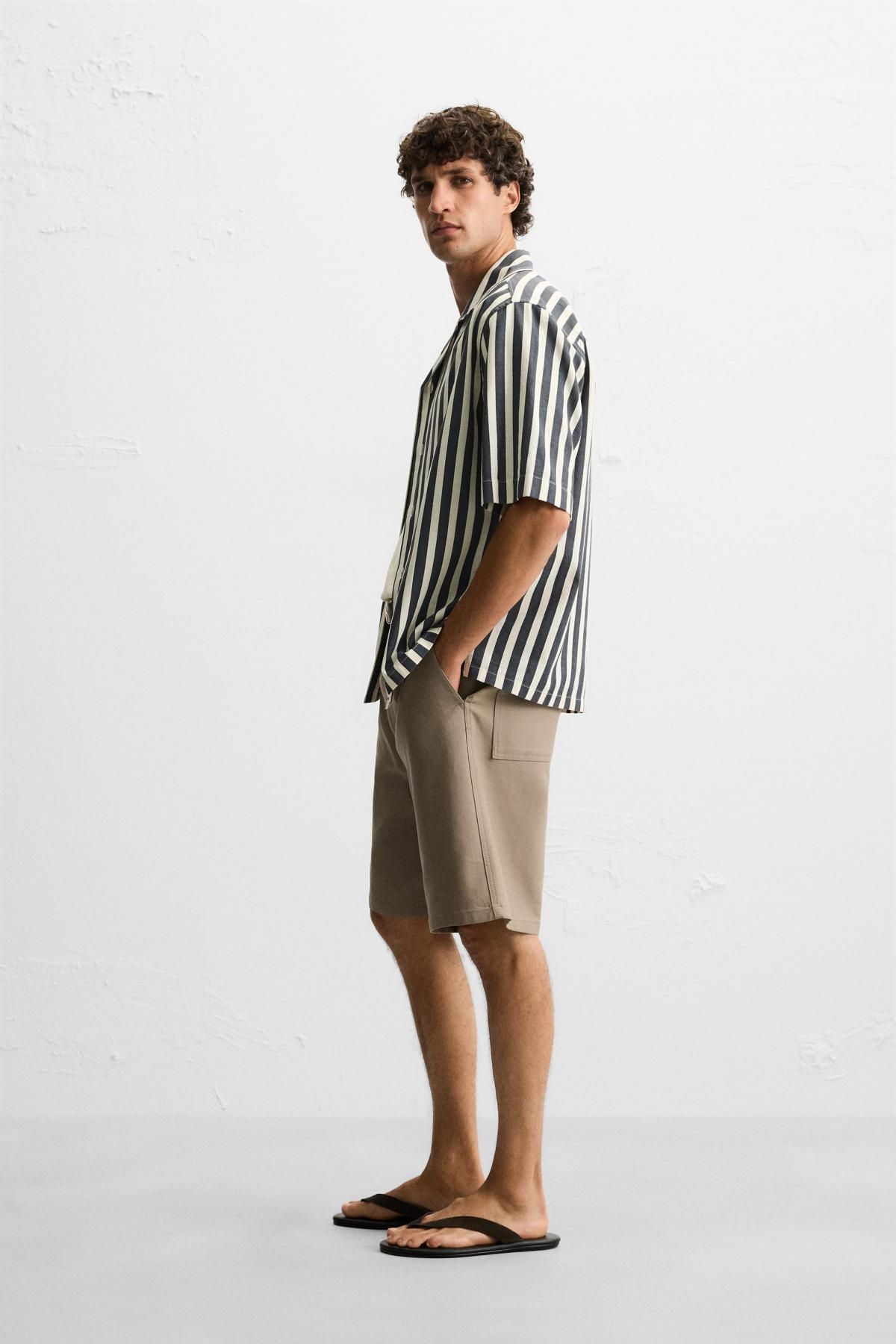자라 스트라이프 텍스처 릴렉스드핏 반팔 셔츠 5555/119 DARK GREY - 상세 이미지 5