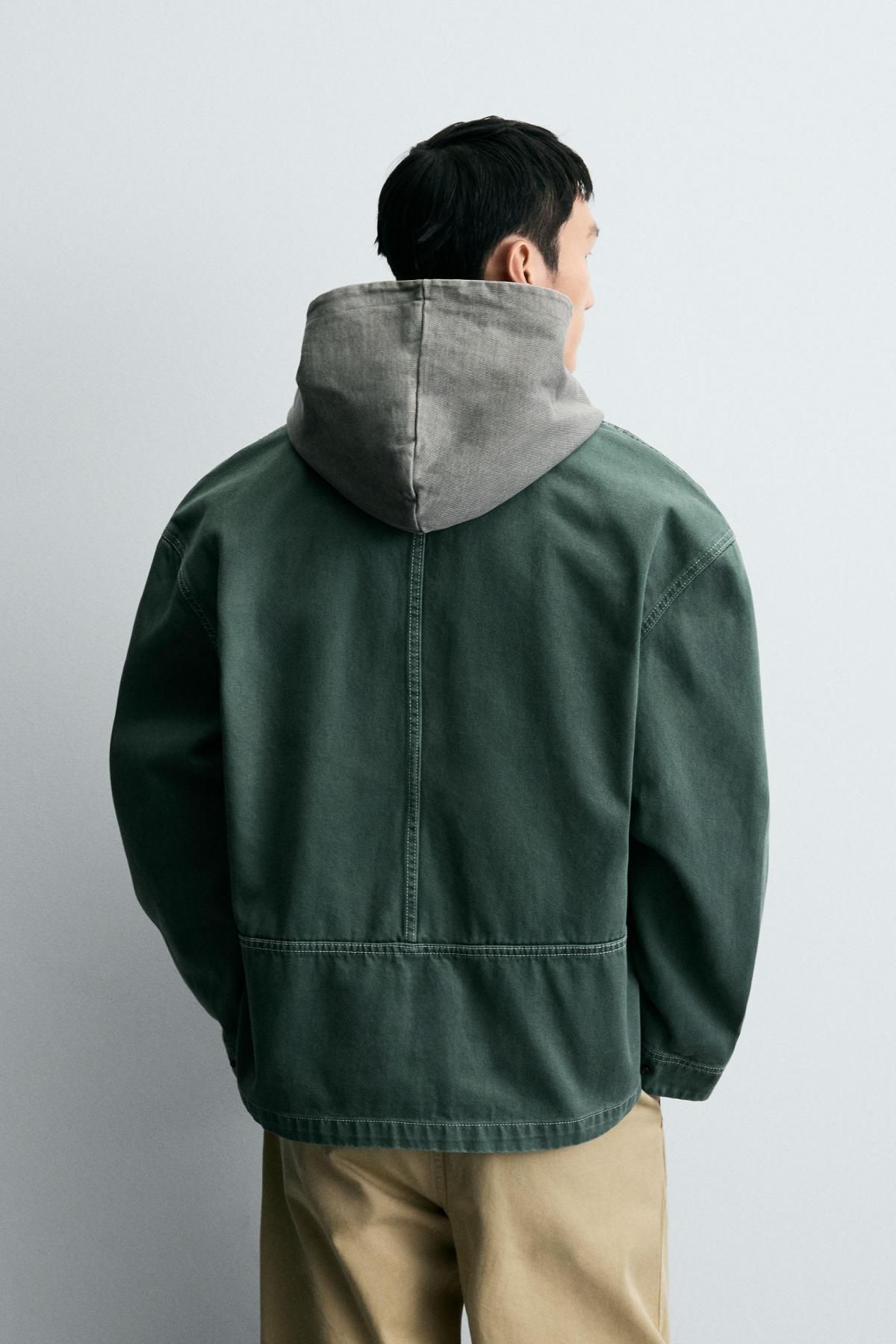 자라 워시드 테크니컬 코튼 오버셔츠 6987/302 WASHED GREEN - 상세 이미지 4