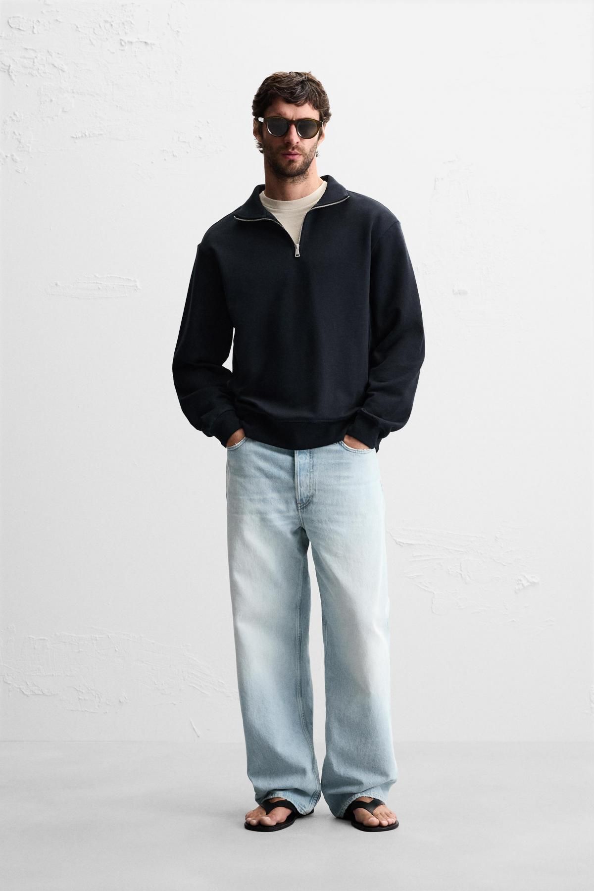 자라 베이직 지퍼 하이넥 스웨트셔츠 0761/311 NAVY BLUE - 상세 이미지 2