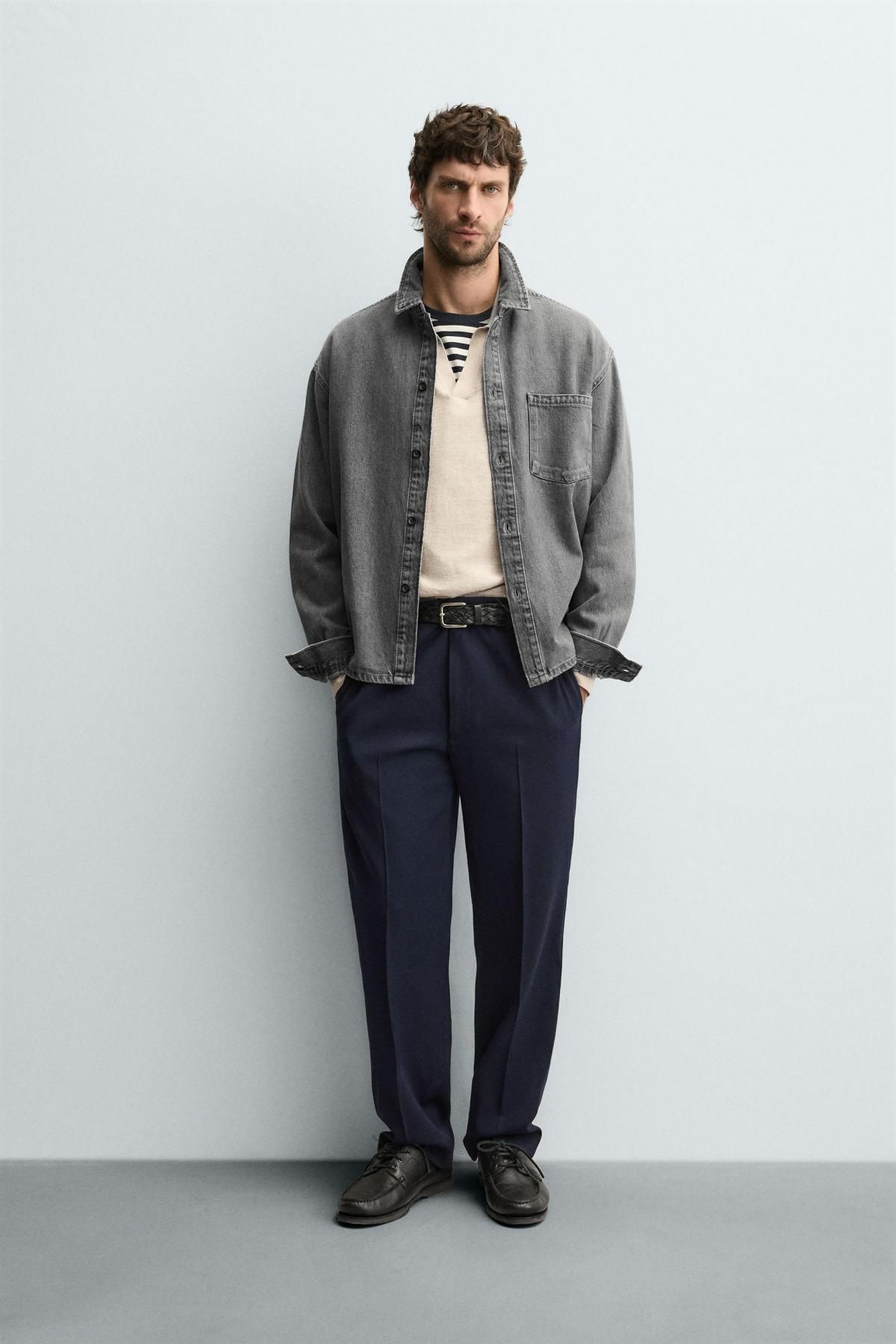 자라 박시핏 워시드 데님 긴팔 셔츠 4470/350 GREY - 상세 이미지 2
