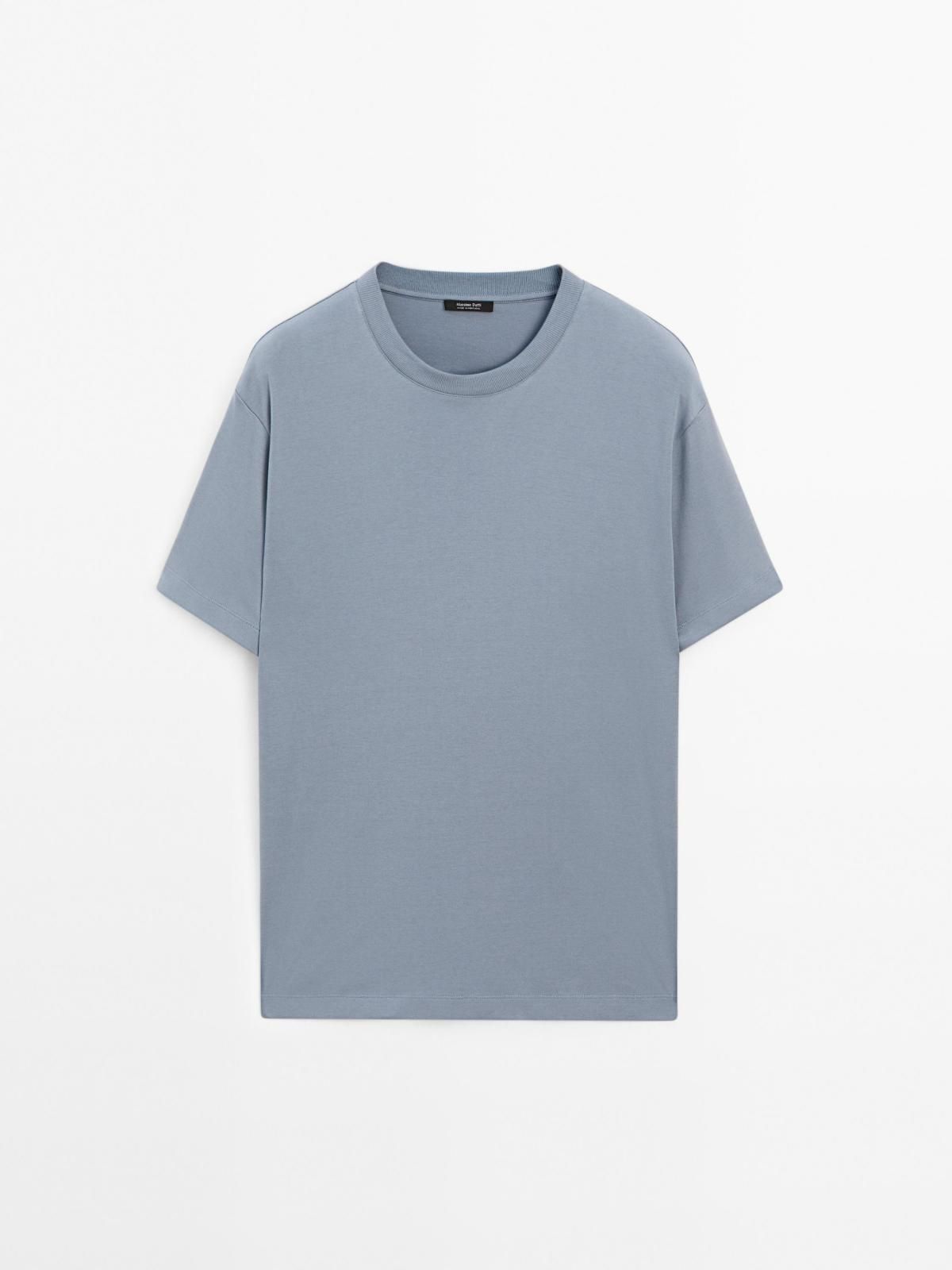 마시모두띠 100 코튼 미디움 웨이트 반팔 티셔츠 1418/212 MEDIUM BLUE - 상품 이미지