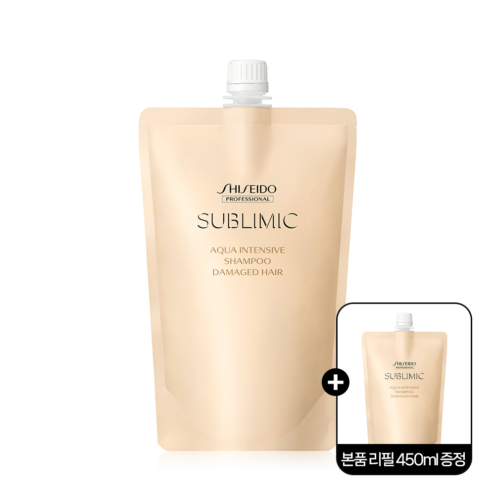 서브리믹 아쿠아 인텐시브 샴푸 (리필) 450ml 손상모발용+리필 450ml 증정 - 메인 이미지