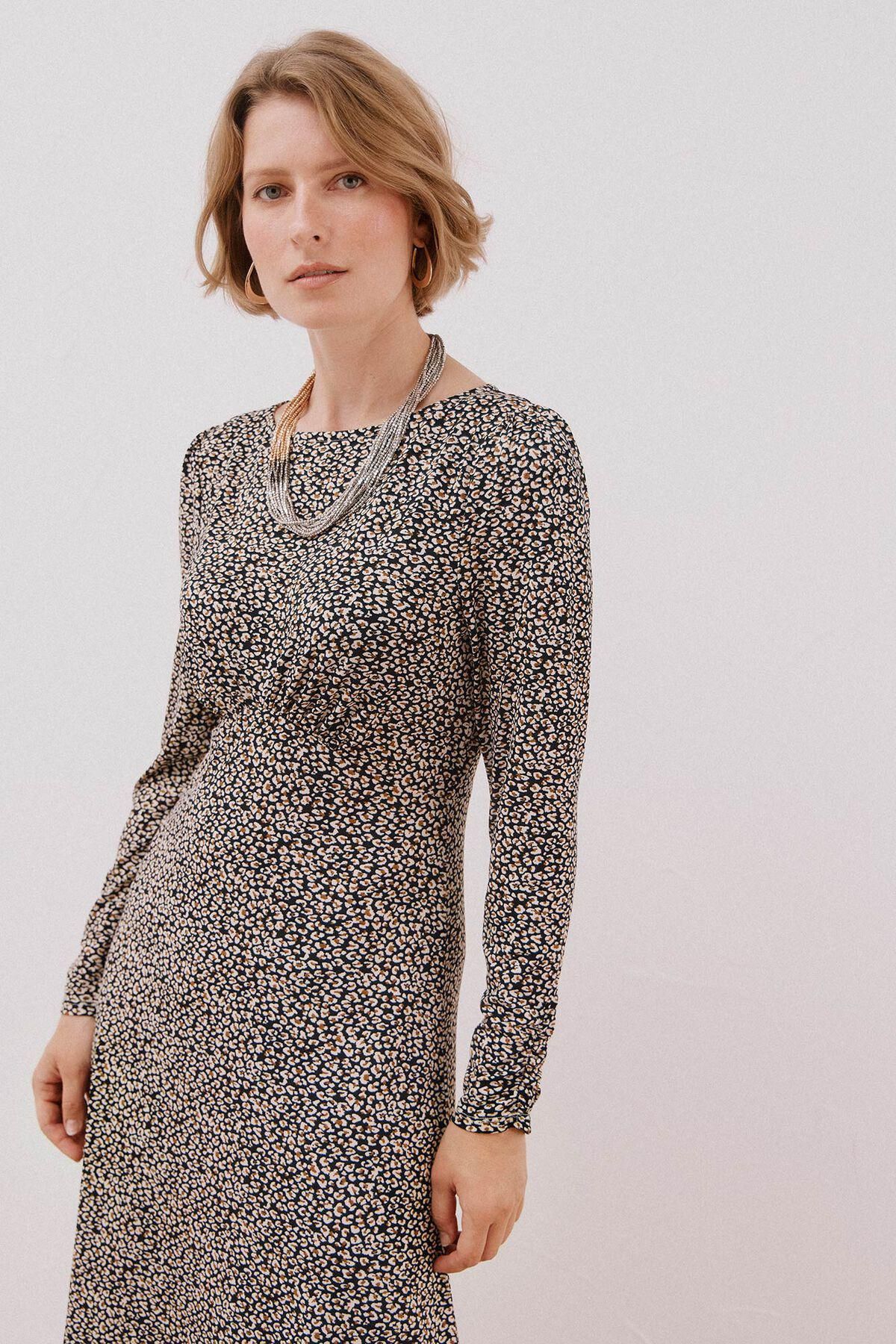 꼬르떼피엘 플라워 패턴 보트넥 롱 원피스 5202675 ESTAMPADO GRIS - 상세 이미지 3