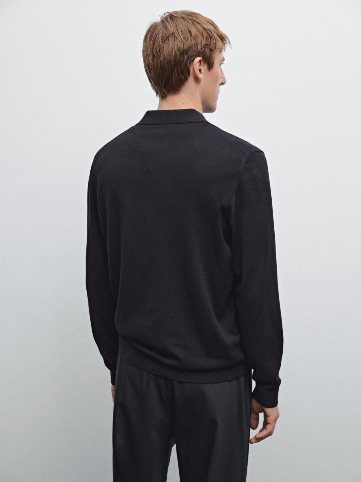 마시모두띠 코튼 블렌드 집업 폴로 니트 스웨터 0964/206 NAVY BLUE - 상세 이미지 4