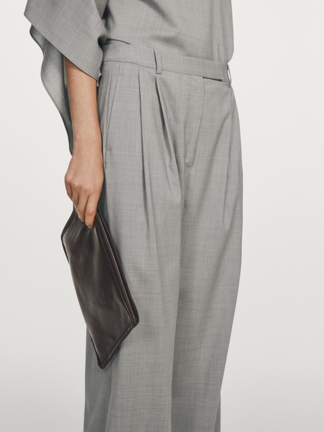마시모두띠 다트 디테일 울 와이드 팬츠 9009/951 PALE GREY - 상세 이미지 3