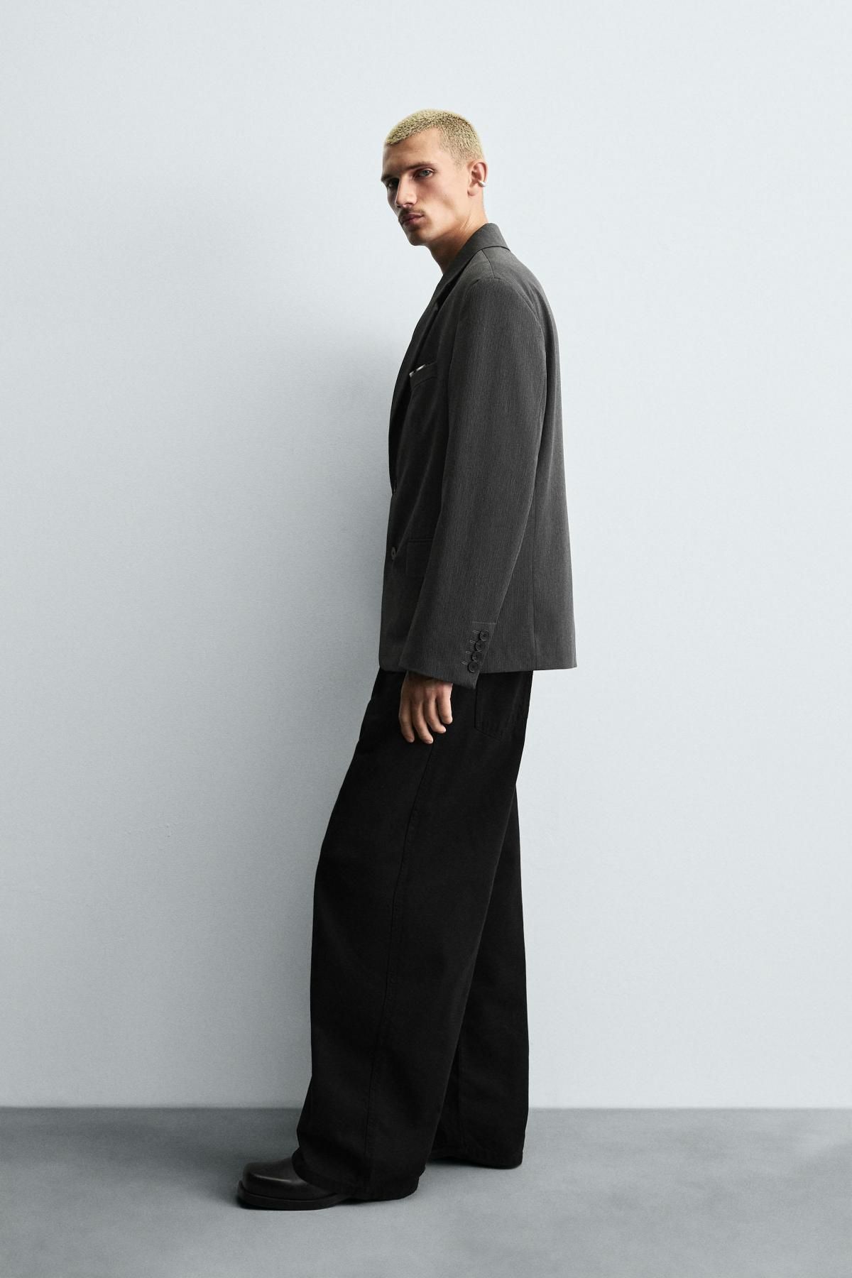 자라 스트라이프 오버사이즈 테일러드 블레이저 5862/456 GREY - 상세 이미지 5