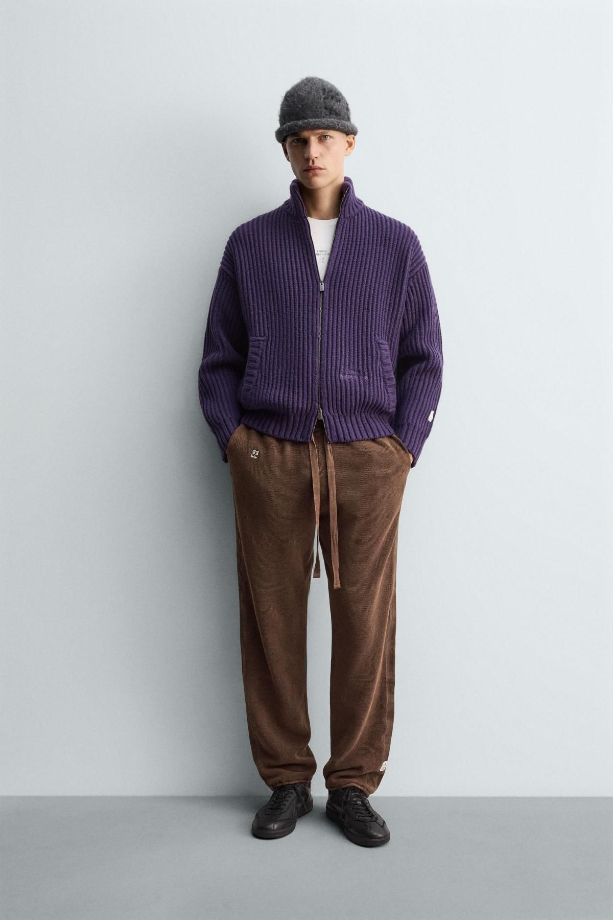 자라 하이넥 집업 퍼플 니트 가디건 9598/399 PURPLE - 상세 이미지 2