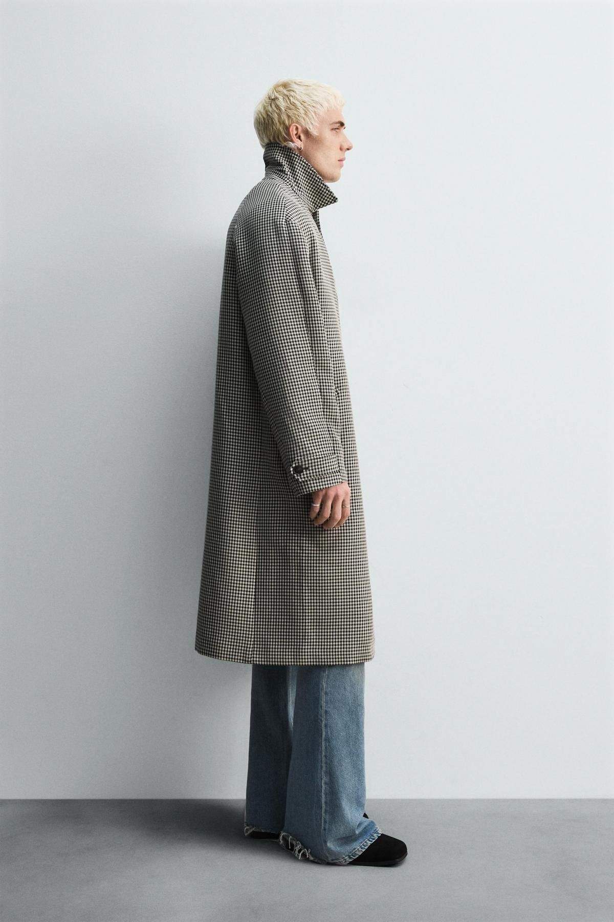자라 체크 텍스처 싱글 코트 6406/888 BLACK / WHITE - 상세 이미지 5