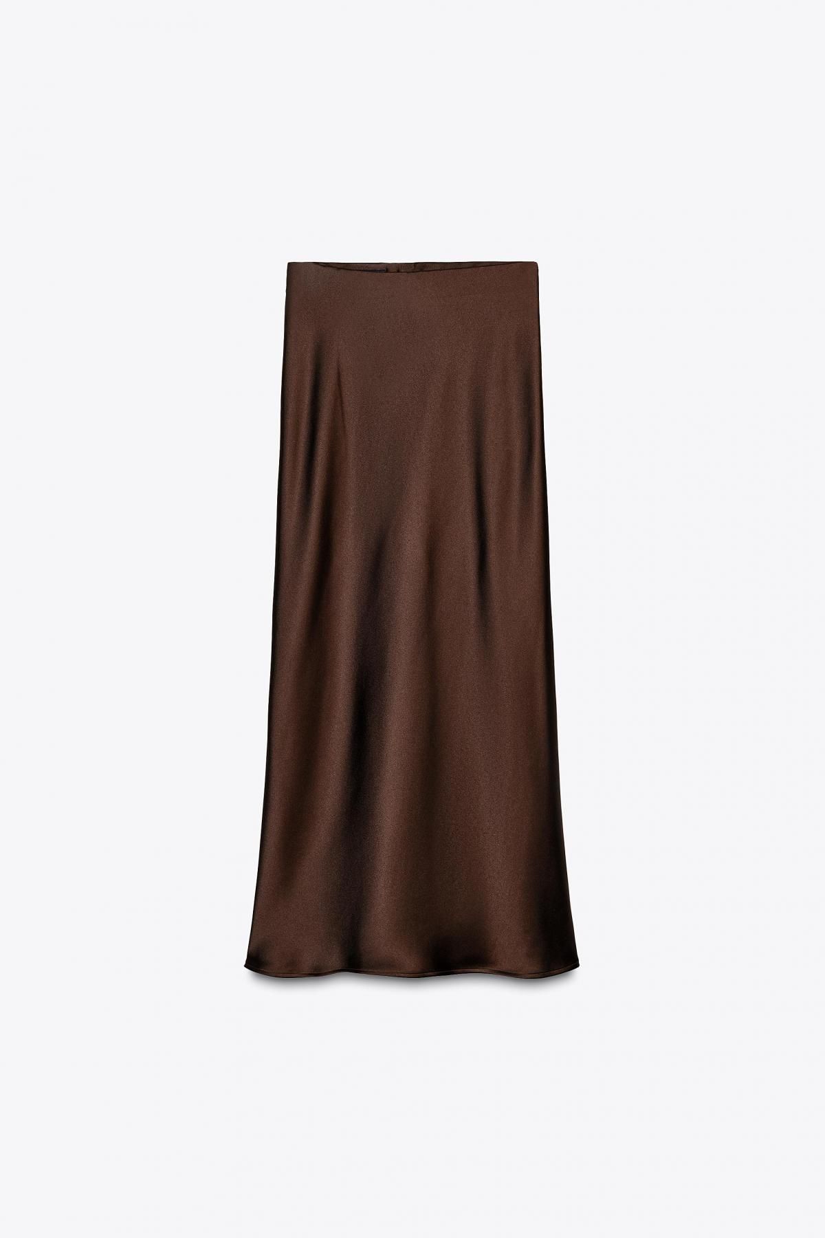 자라 새틴 미디 스커트 2157/252 BROWN - 메인 이미지