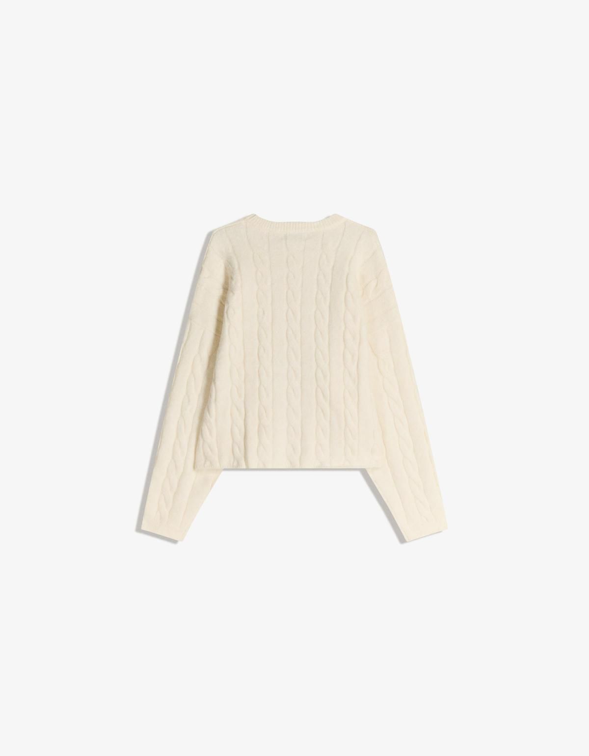 버쉬카 케이블 니트 스웨터 라운드넥 아이보리 7263/693 CREAM - 상세 이미지 3