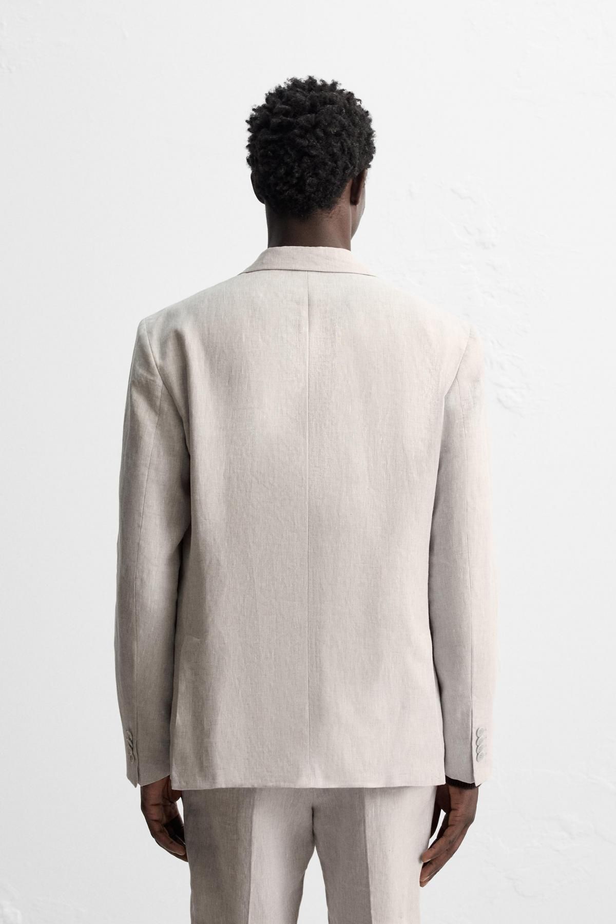 자라 100 리넨 수트 블레이저 4410/400 LIGHT BEIGE - 상세 이미지 4