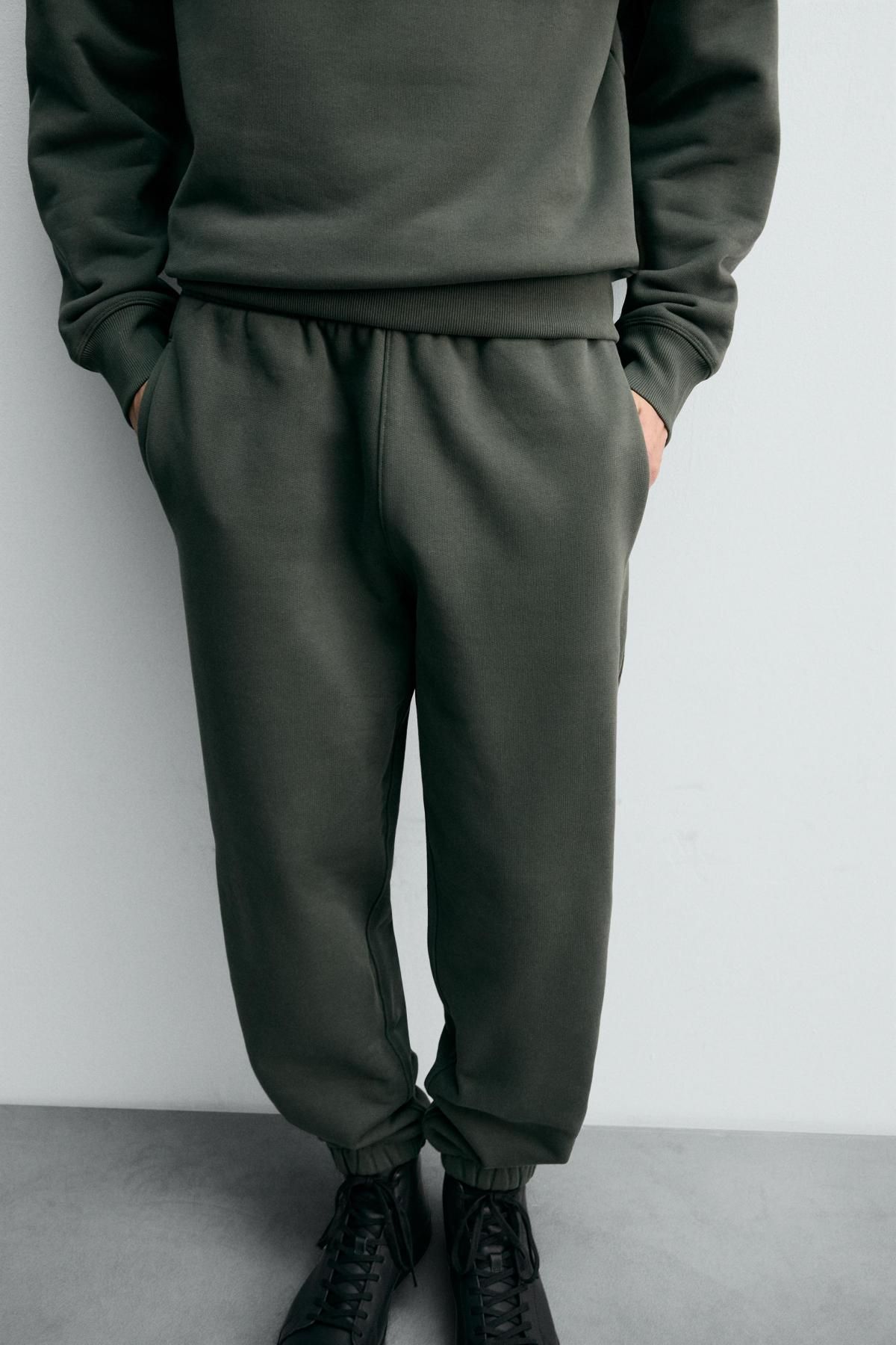 자라 컴팩트 코튼 테리 조거 팬츠 8054/332 MID-GREEN - 메인 이미지