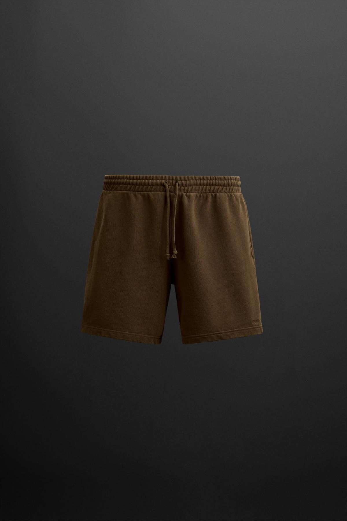 자라 테리코튼 조거 버뮤다 반바지 6224/459 OLIVE GREEN - 메인 이미지