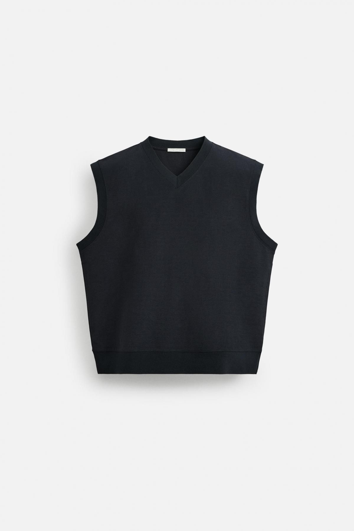 자라 테크니컬 브이넥 니트 베스트 8054/409 NAVY BLUE - 상품 이미지