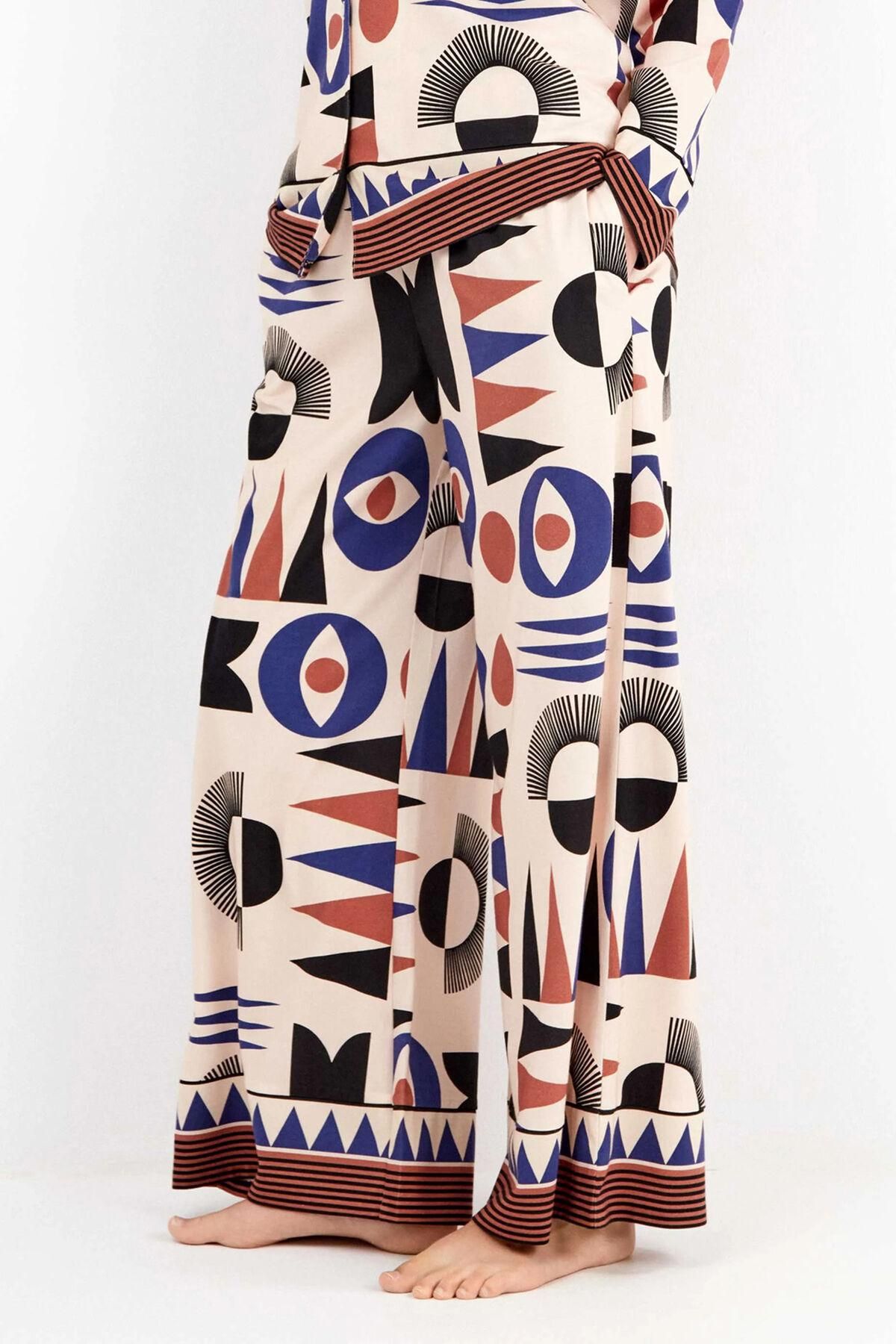 기셀라 멀티컬러 와이드핏 팔라초 팬츠 8182702 BLANCO - 상품 이미지