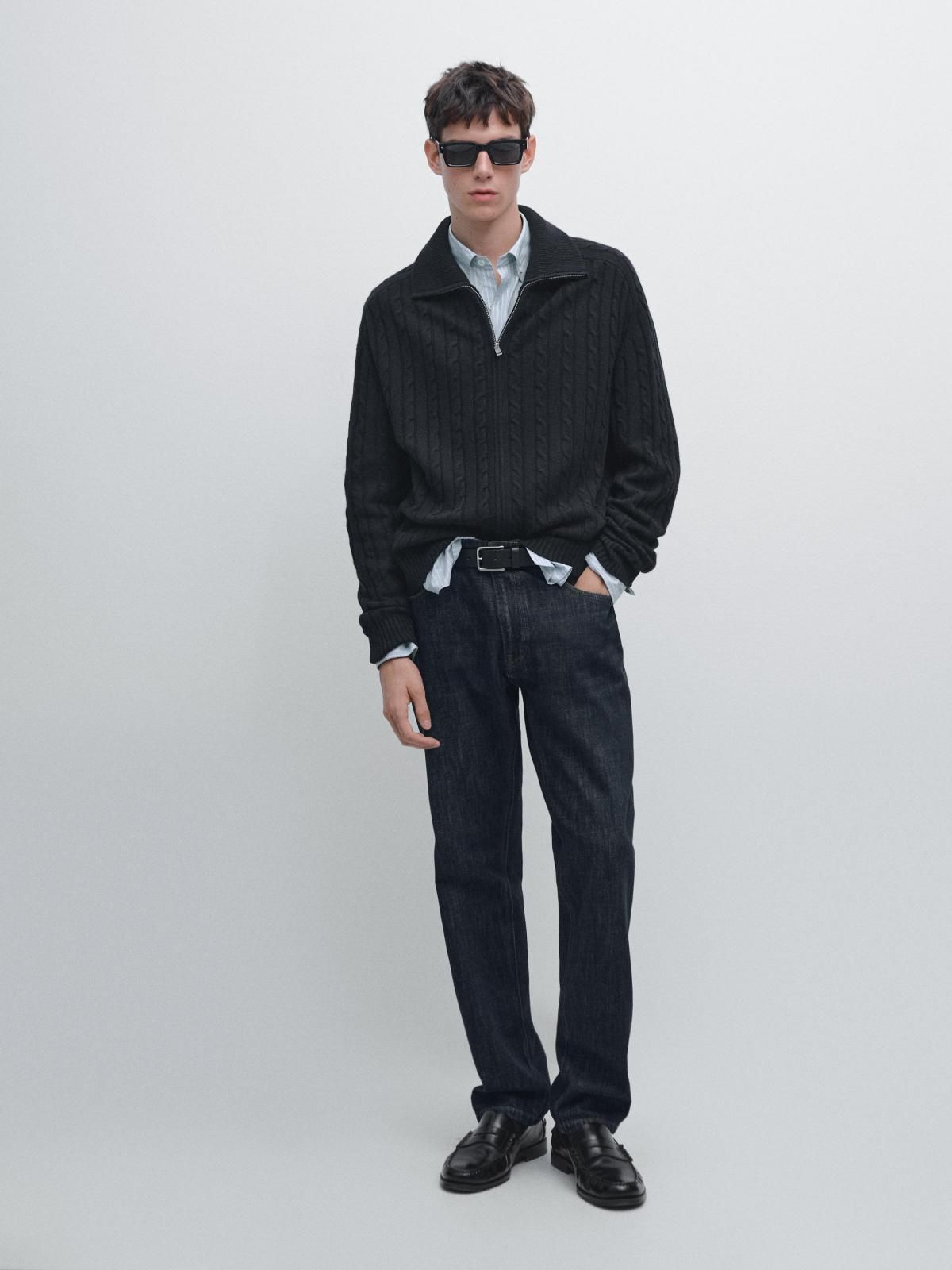 마시모두띠 프리미엄 울 케이블 니트 집업 가디건 1087/222 NAVY BLUE - 상세 이미지 2