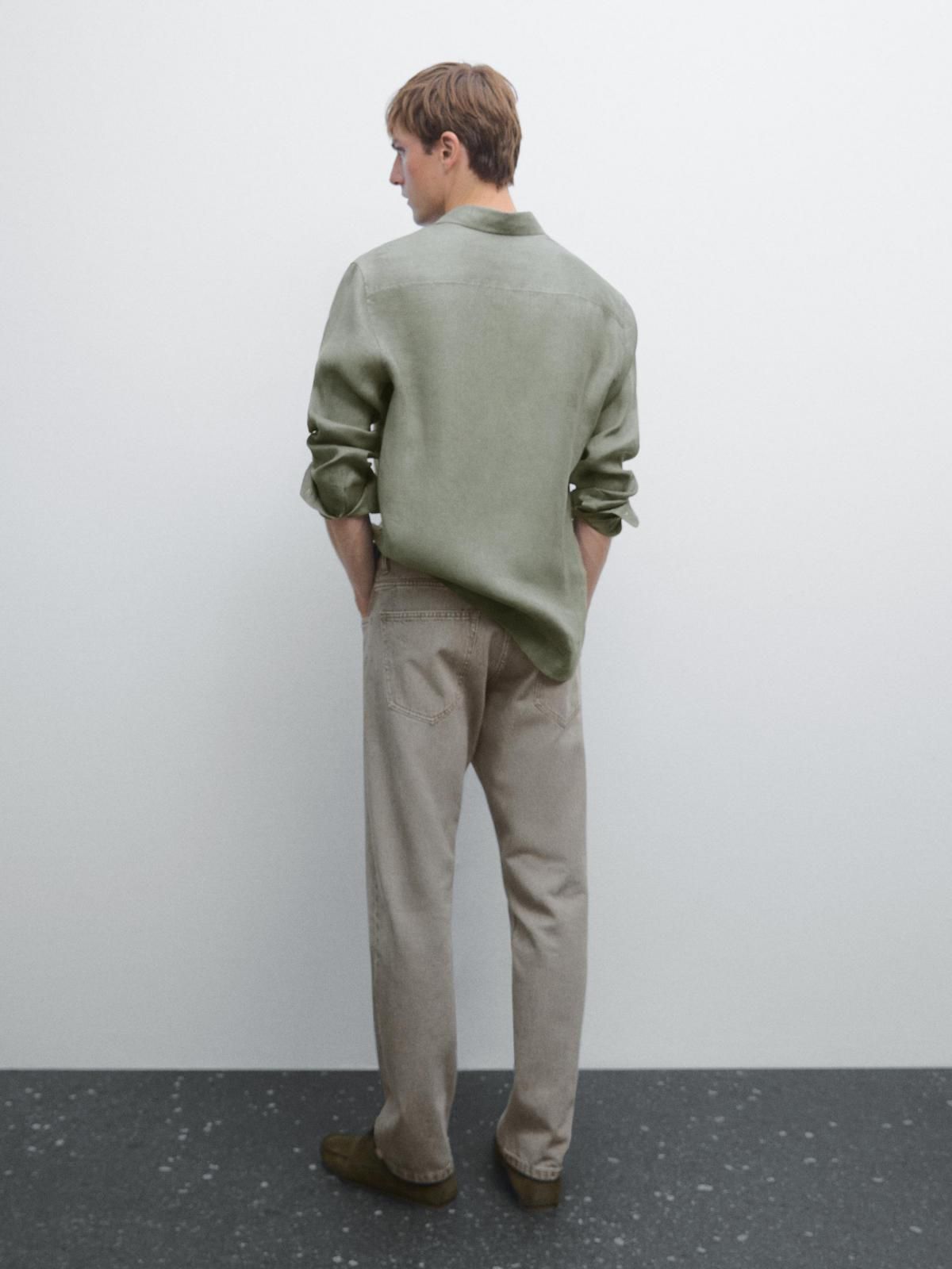 마시모두띠 리넨 레귤러핏 긴팔 셔츠 1793/424 PALE GREEN - 상세 이미지 4