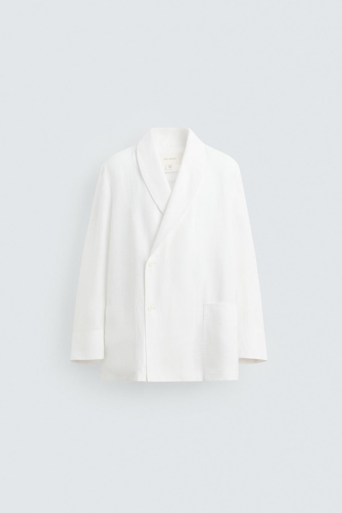 자라 프리미엄 릴랙스드핏 리넨 테일러드 재킷 5681/181 WHITE - 메인 이미지