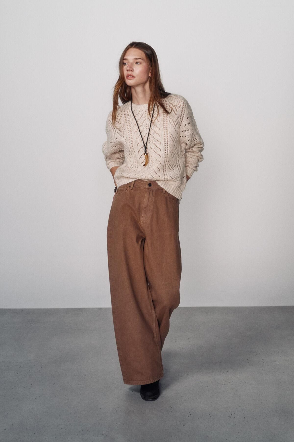 하이 스피리츠 와이드핏 하이웨스트 브라운 팬츠 0442254 MARRON - 상세 이미지 2