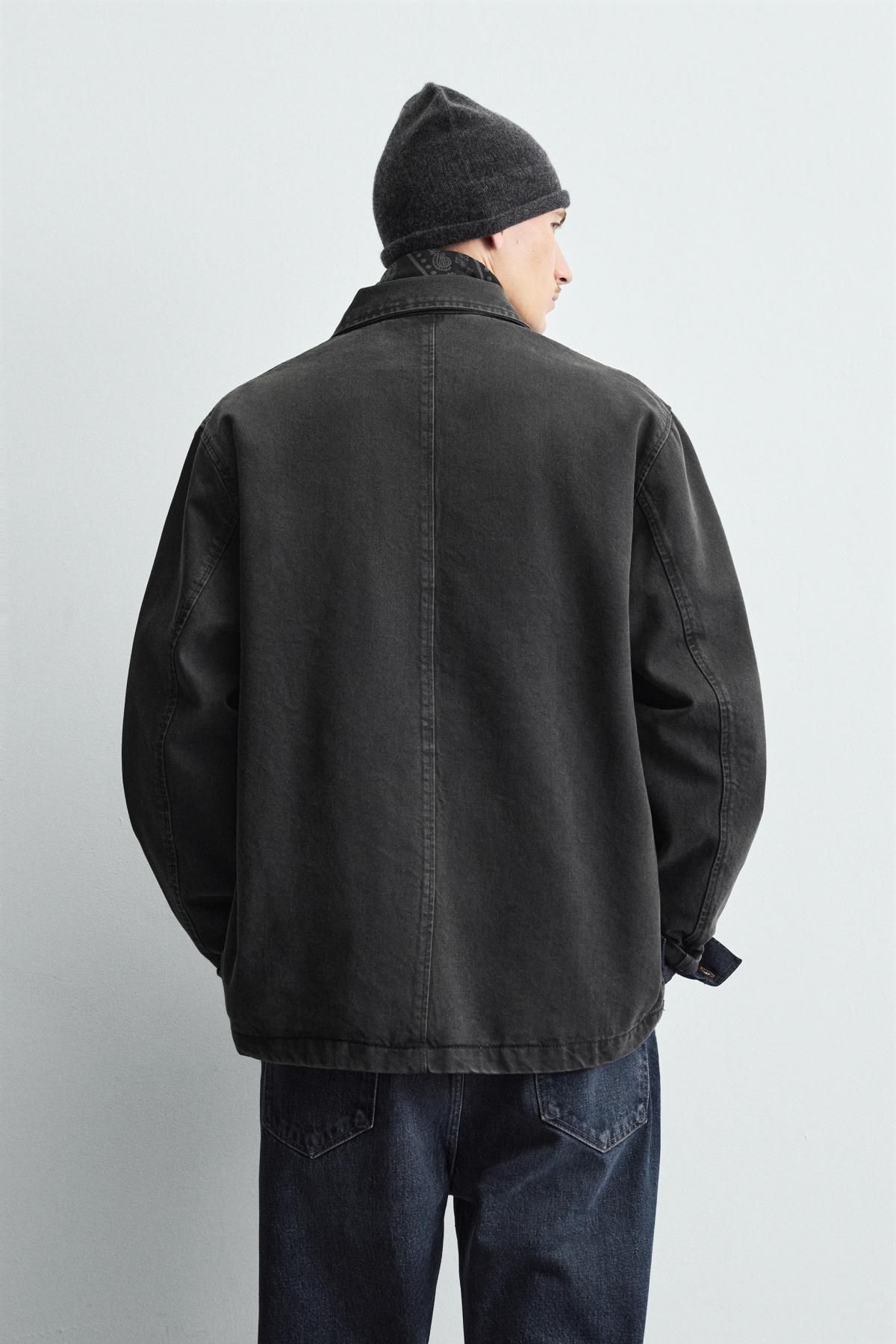 자라 테크니컬 릴랙스핏 블랙 오버셔츠 재킷 3991/329 CHARCOAL - 상세 이미지 4