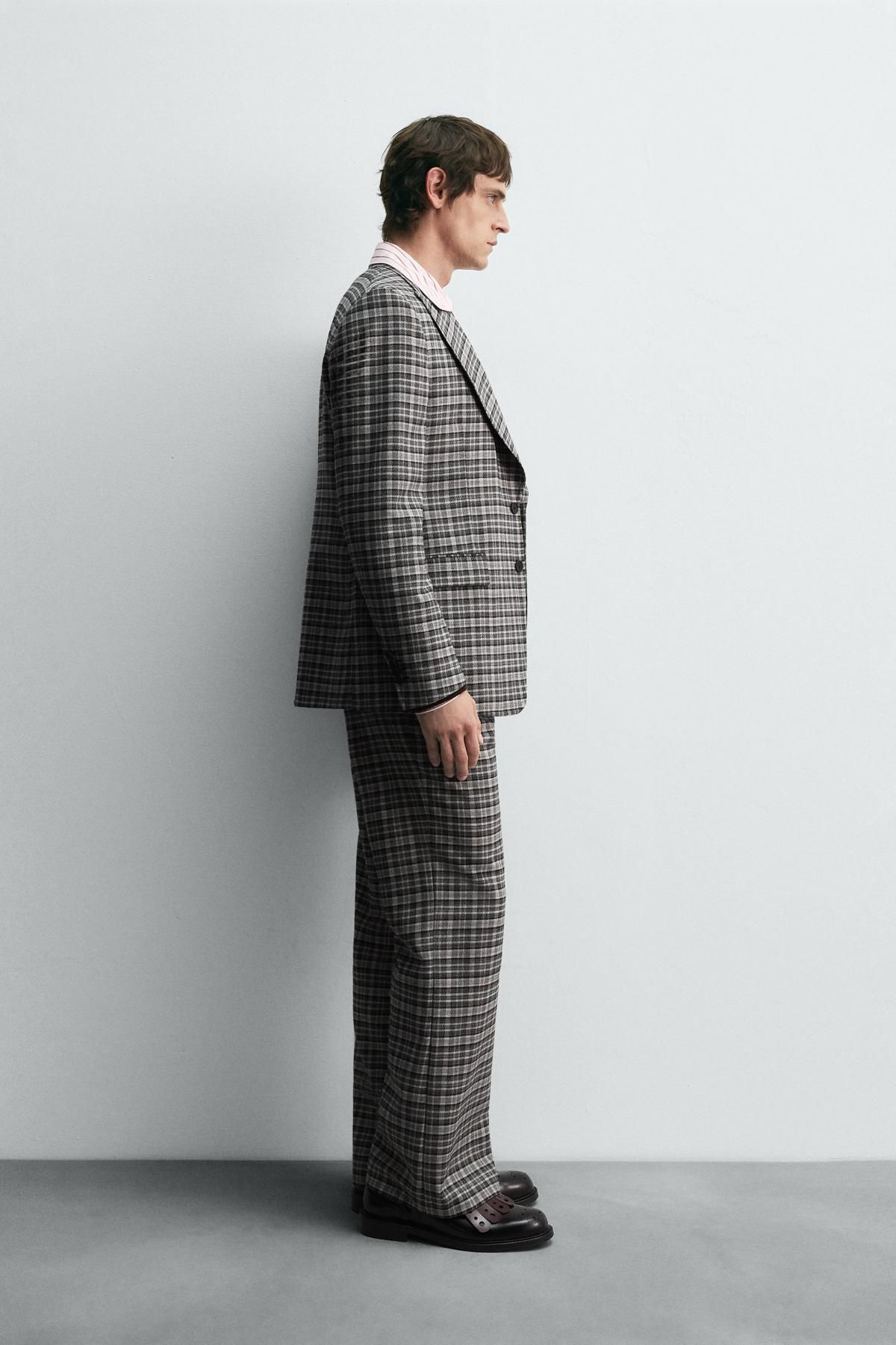 자라 체크 부츠컷 테크니컬 울 팬츠 X 해리 램버트 디즈니 6377/601 GREY - 상세 이미지 4