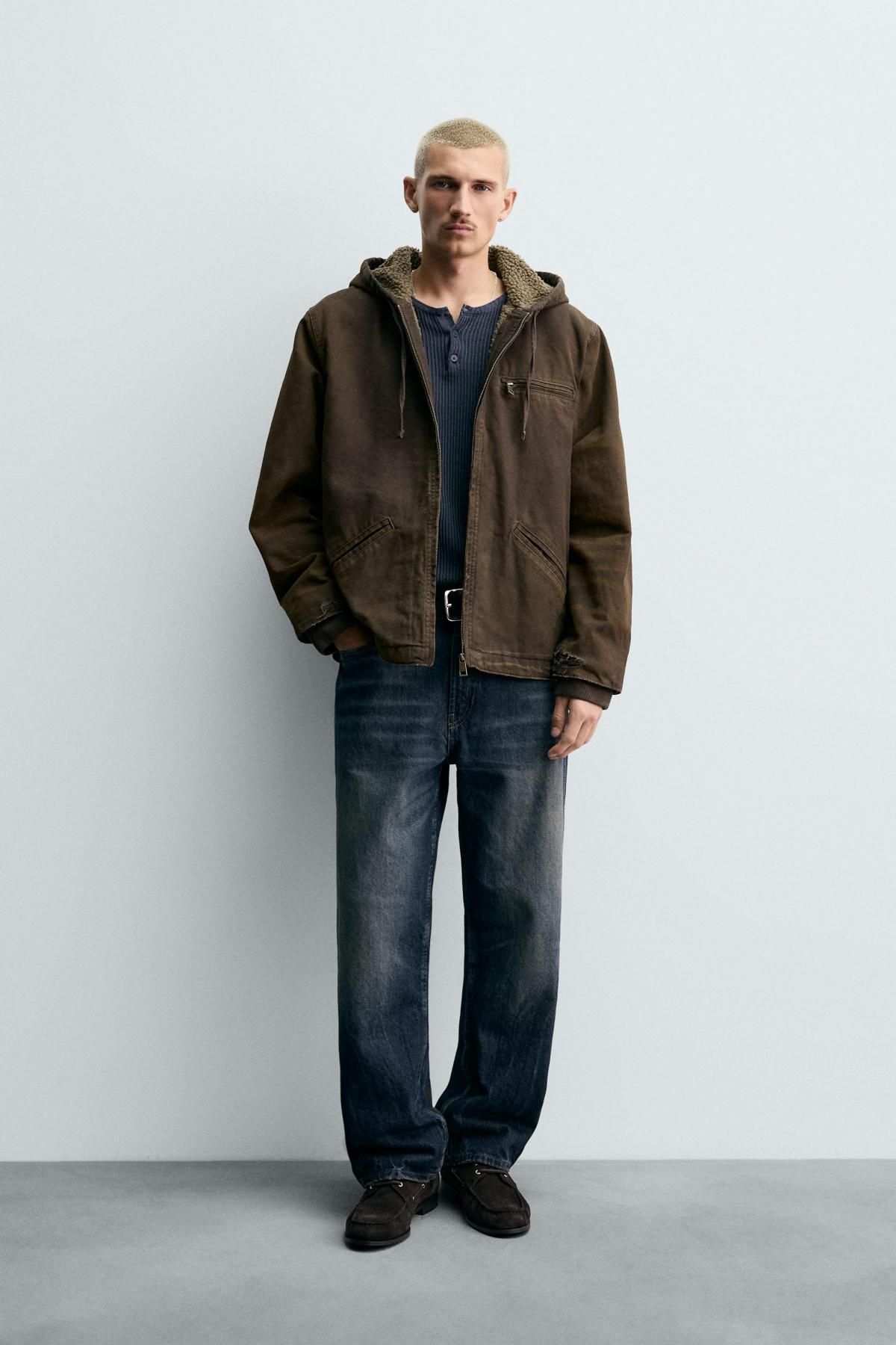 자라 빈티지 데님 후드 집업 자켓 6987/388 BROWN - 상세 이미지 2