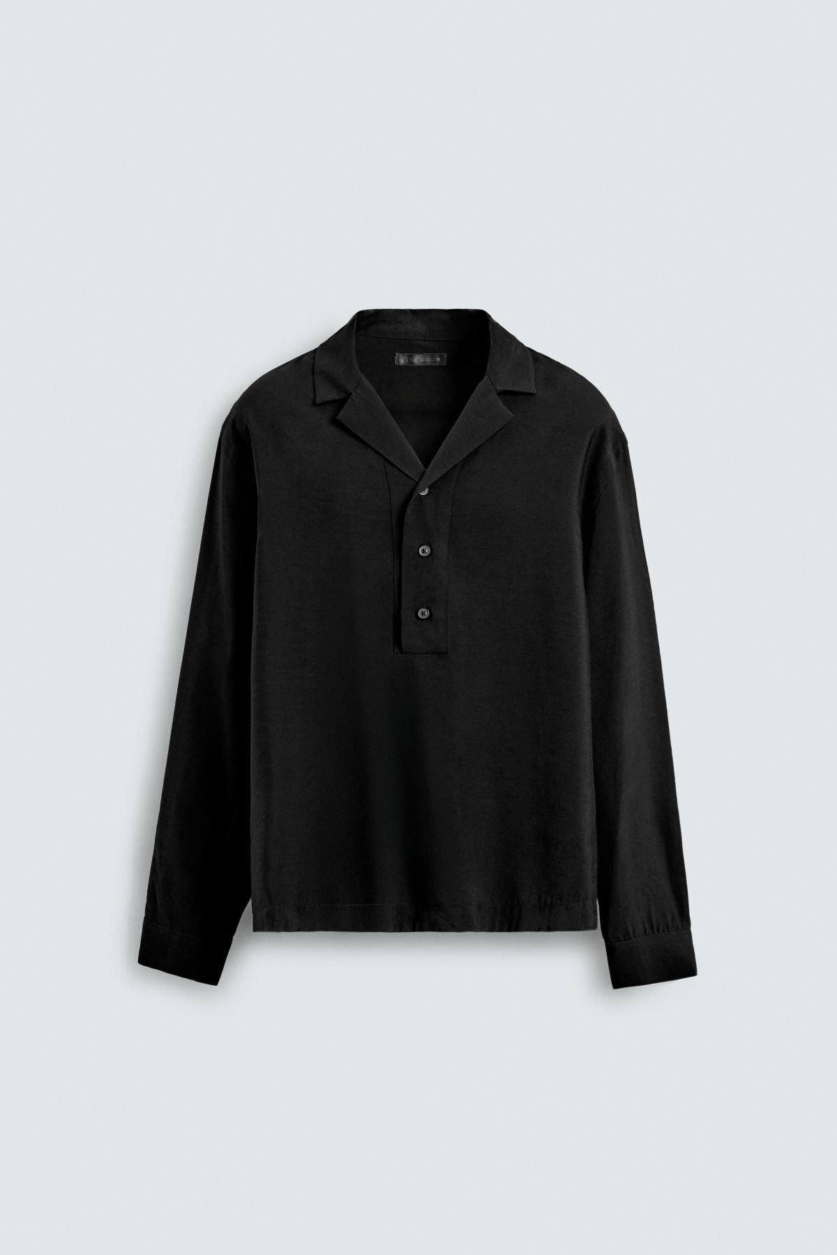 자라 블랙 테크니컬 긴팔 폴로 셔츠 7545/167 BLACK - 메인 이미지