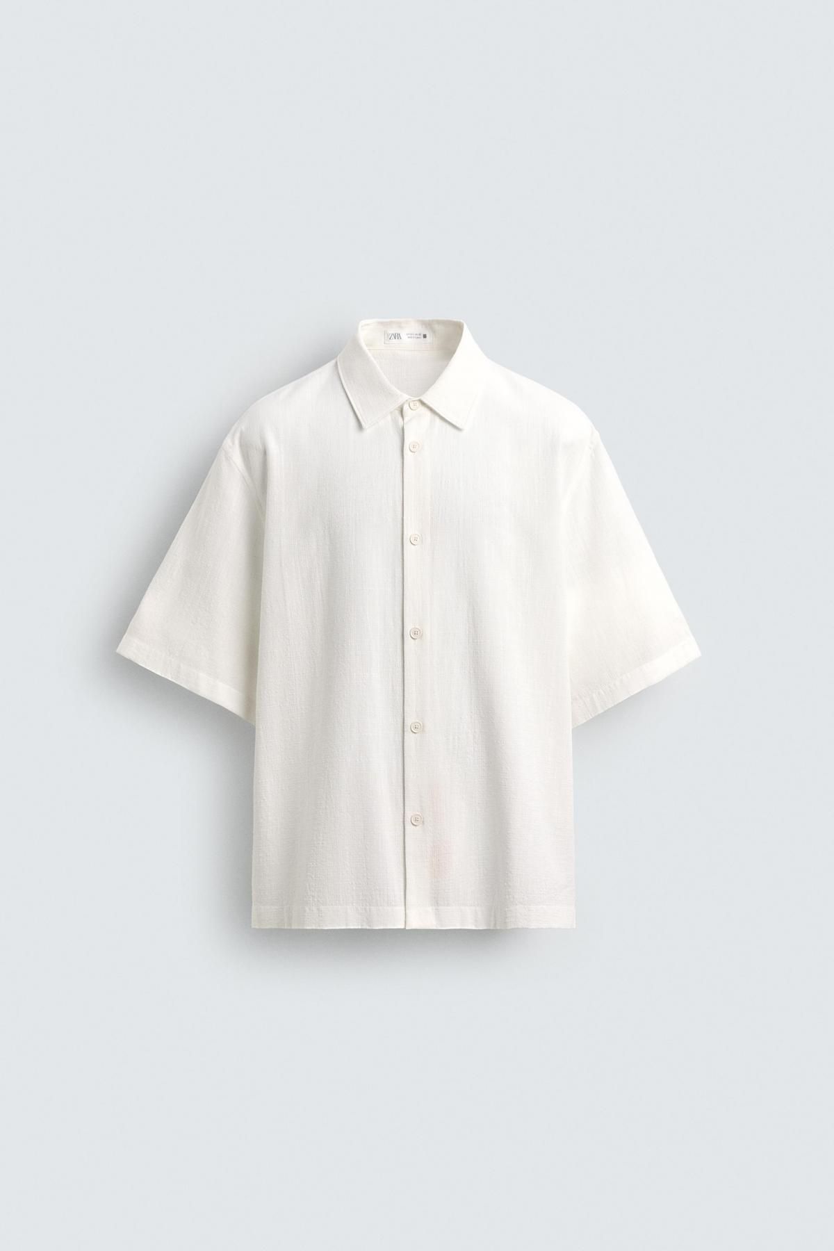 자라 미니멀 오버핏 코튼 혼방 반팔 셔츠 2688/440 WHITE - 메인 이미지