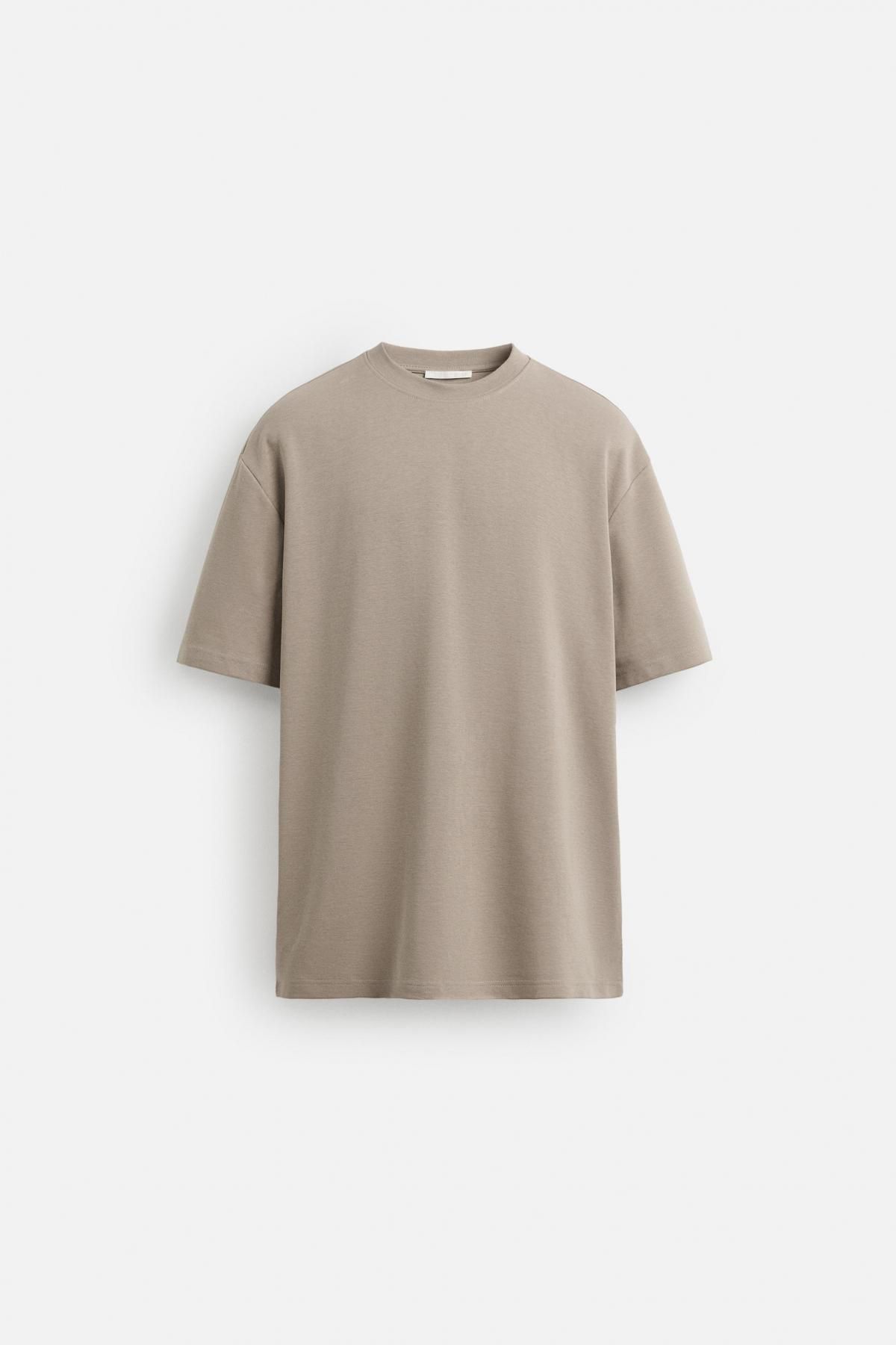 자라 미니멀 베이직 레귤러핏 반팔 티셔츠 5584/471 BROWN / TAUPE - 메인 이미지