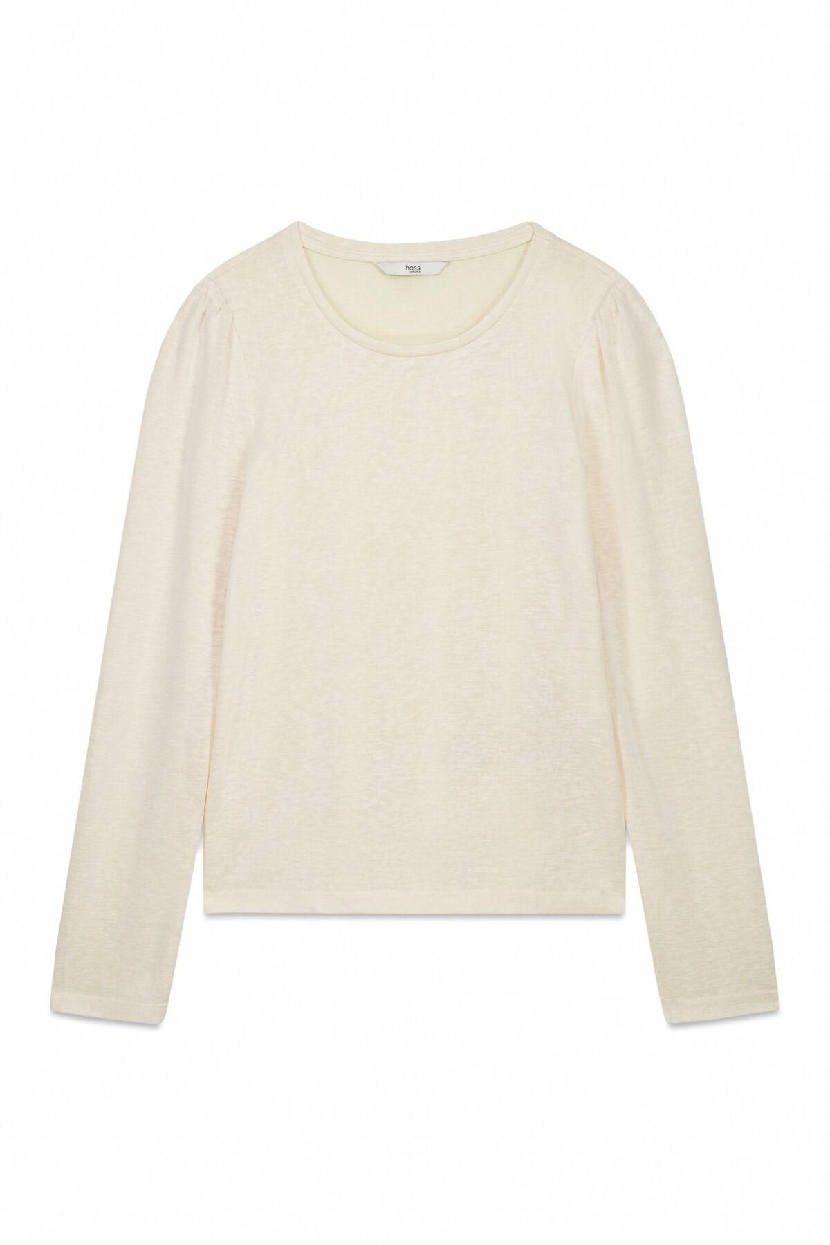 호스 인트로피아 볼륨소매 라운드넥 아이보리 긴팔 티셔츠 9102345 BEIGE - 메인 이미지