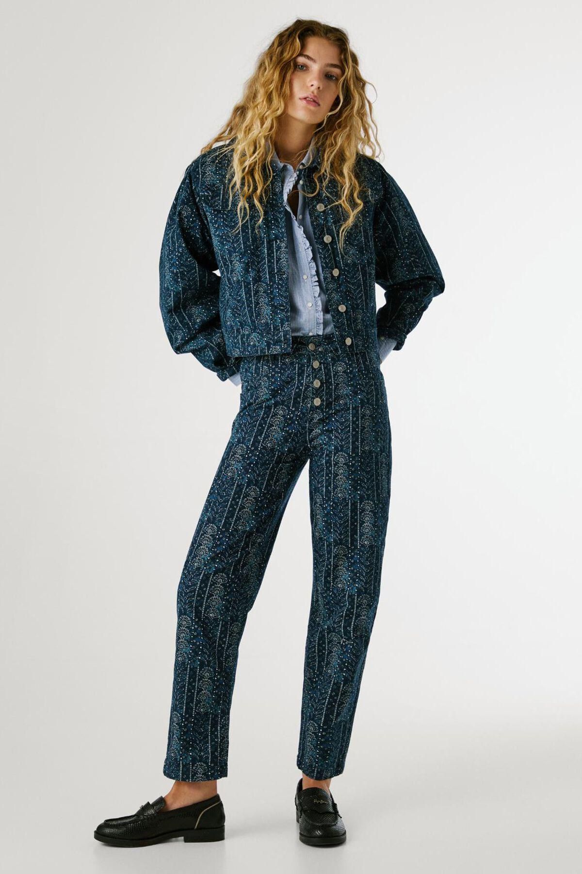 페페진스 플로럴 테이퍼핏 코튼 데님 팬츠 5포켓 0442239 AZUL - 상세 이미지 2